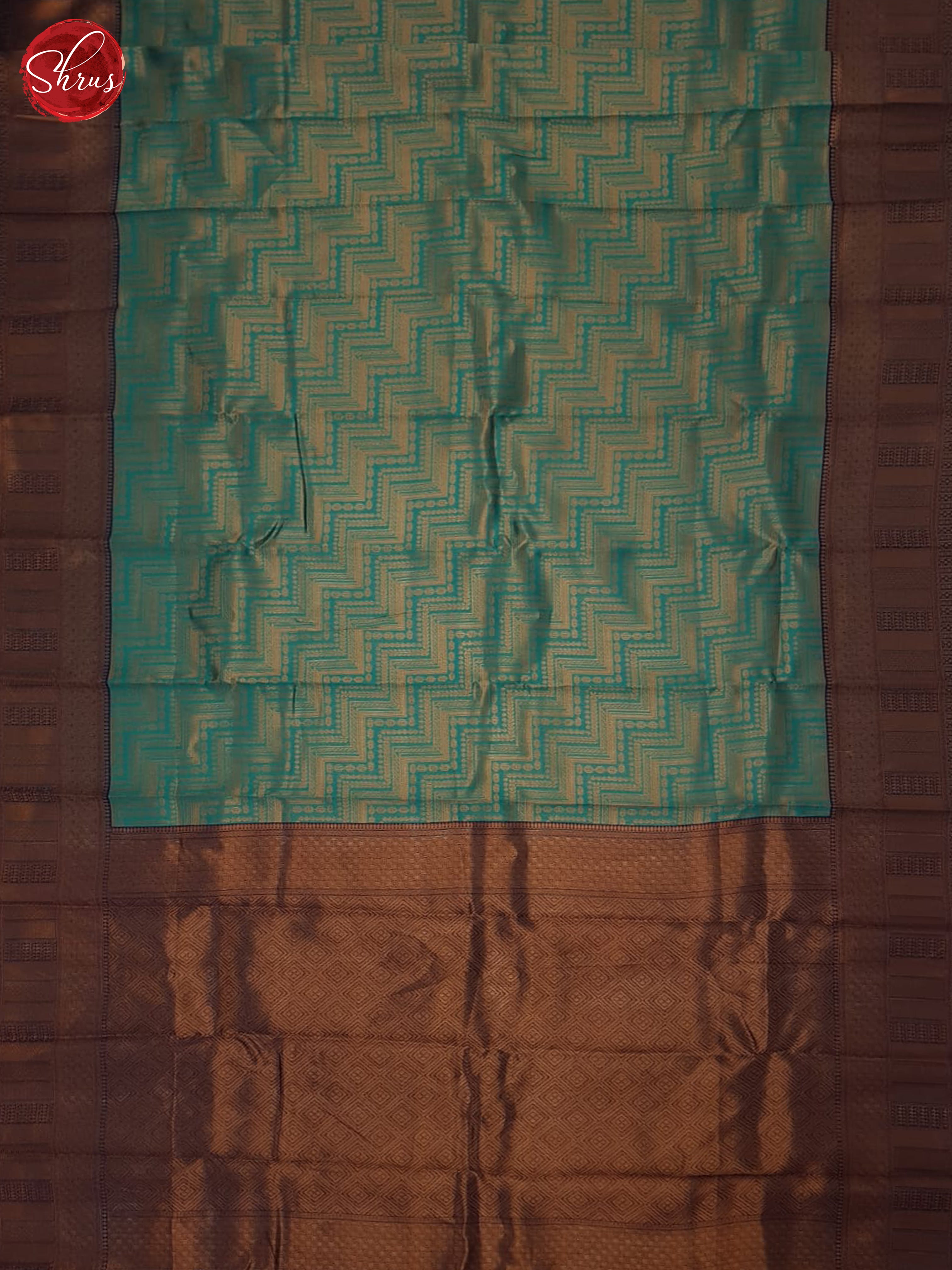 Teal & blue  - Semi Kanchipuram Saree - Shop on ShrusEternity.com