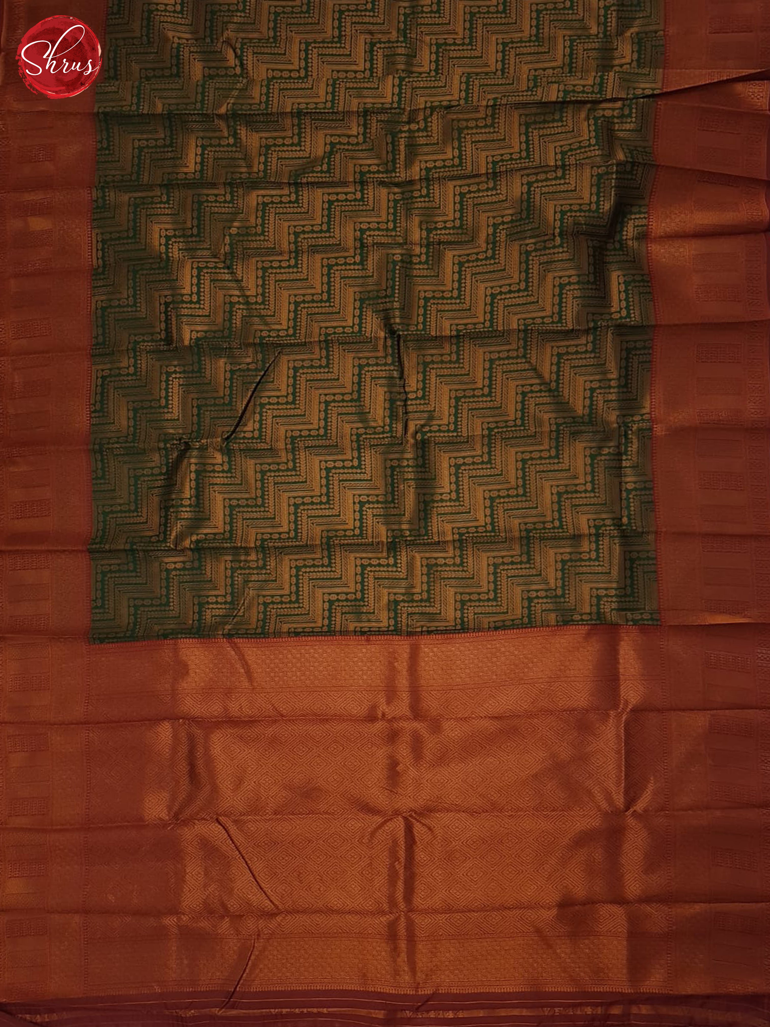 green and arraku maroon - Semi Kanchipuram Saree - Shop on ShrusEternity.com