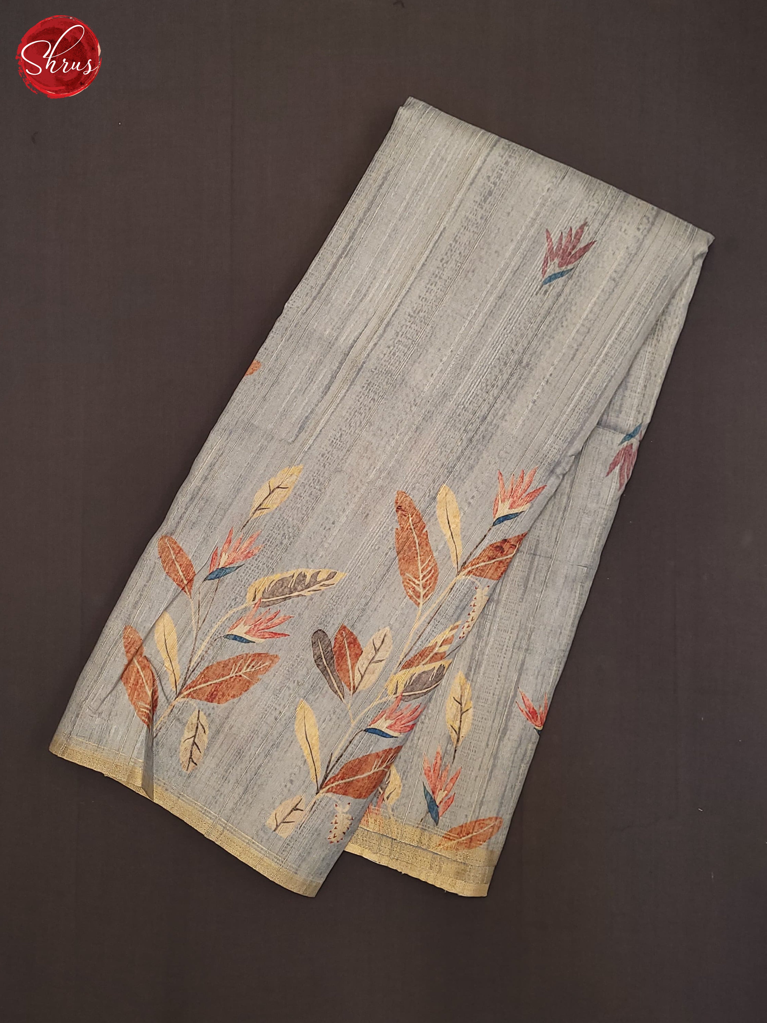 Bluish Grey(Single Tone)- Semi Tussar Saree - Shop on ShrusEternity.com