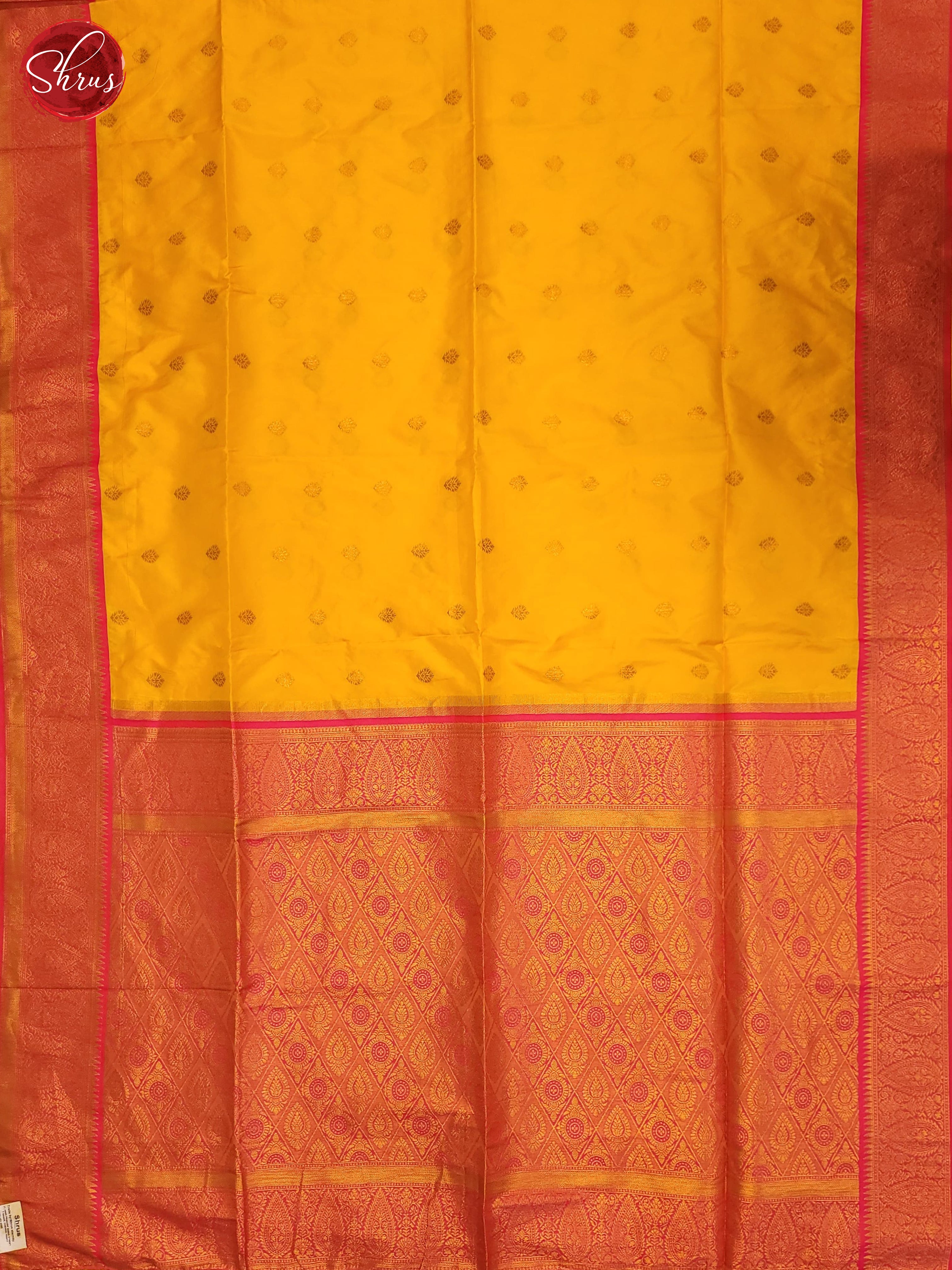 Yellow & Orange - Semi Kanchipuram Silk Saree - Shop on ShrusEternity.com