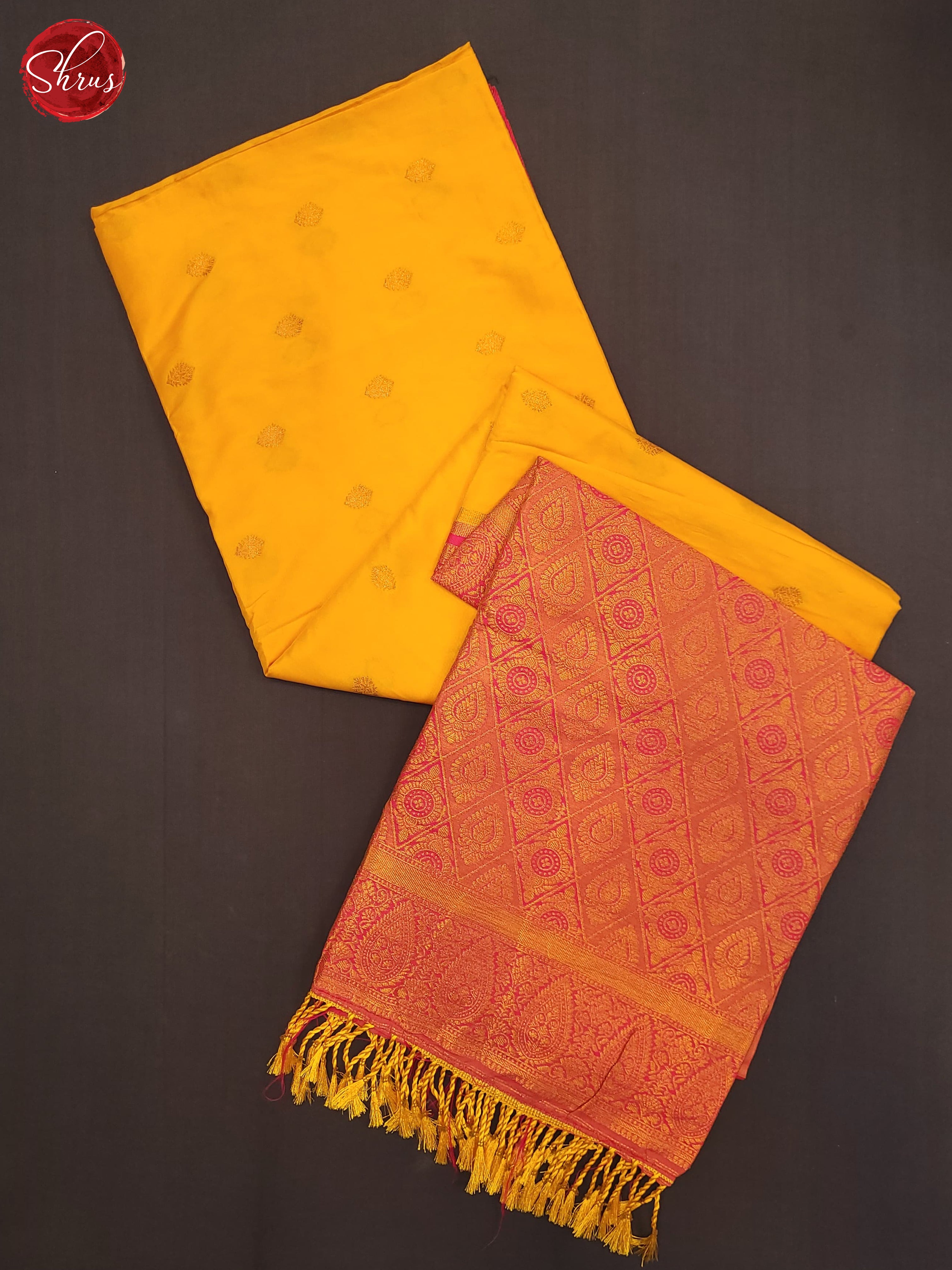 Yellow & Orange - Semi Kanchipuram Silk Saree - Shop on ShrusEternity.com