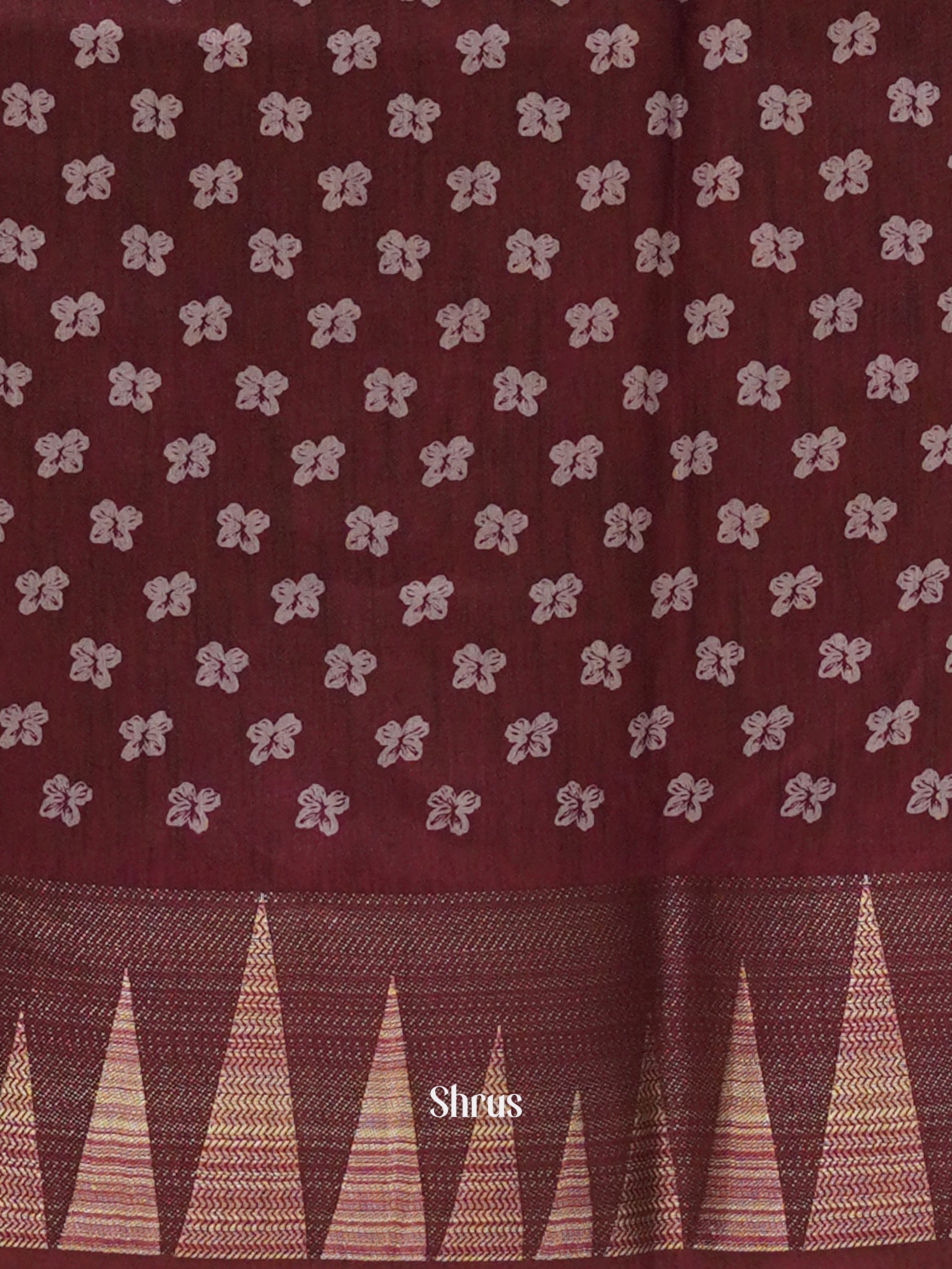 Deep Wine(Single Tone) - Semi crepe Saree