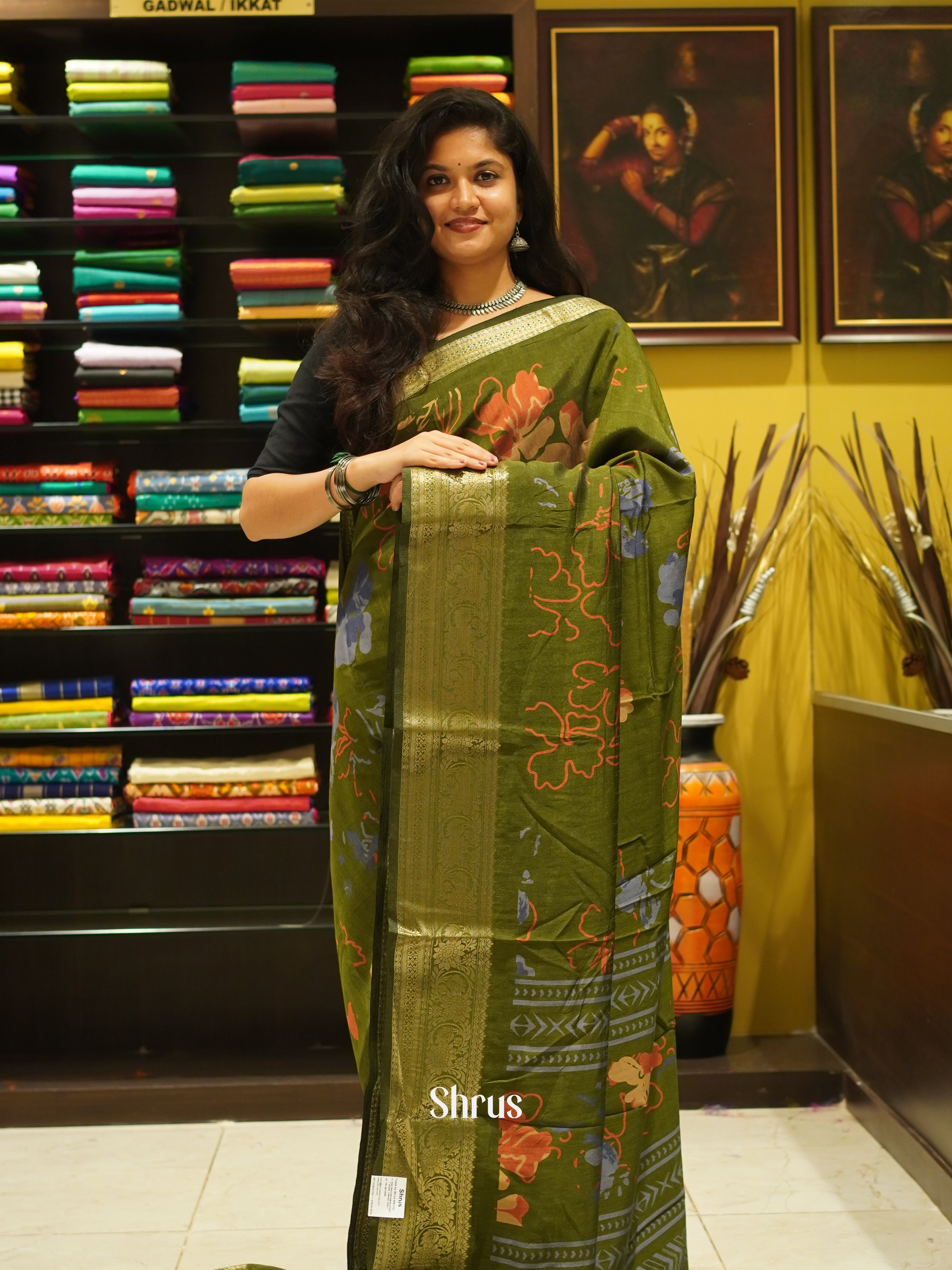 Green(Single Tone)- Semi Crepe Saree