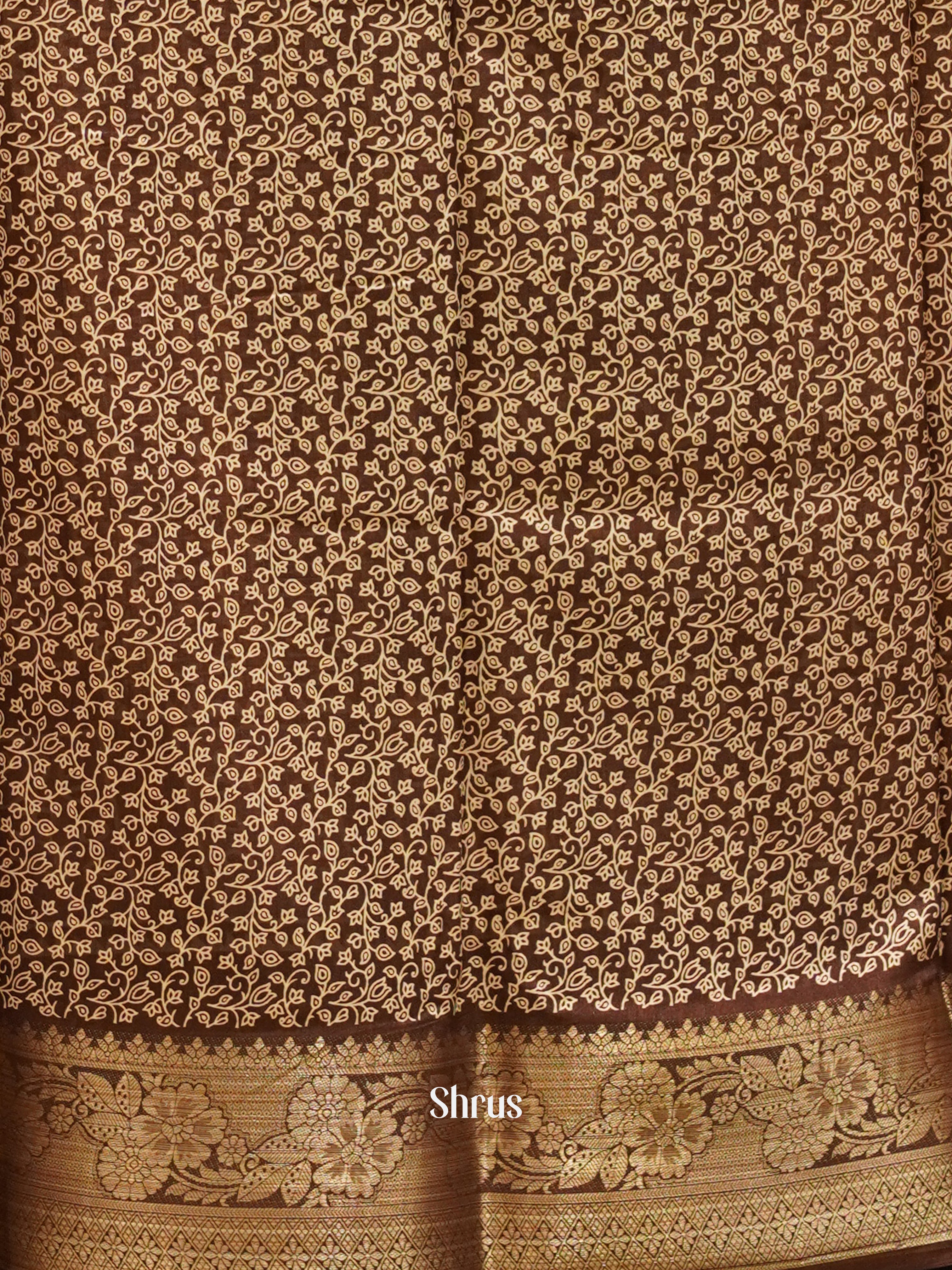 Brown(Single tone) - Semi Crepe Saree