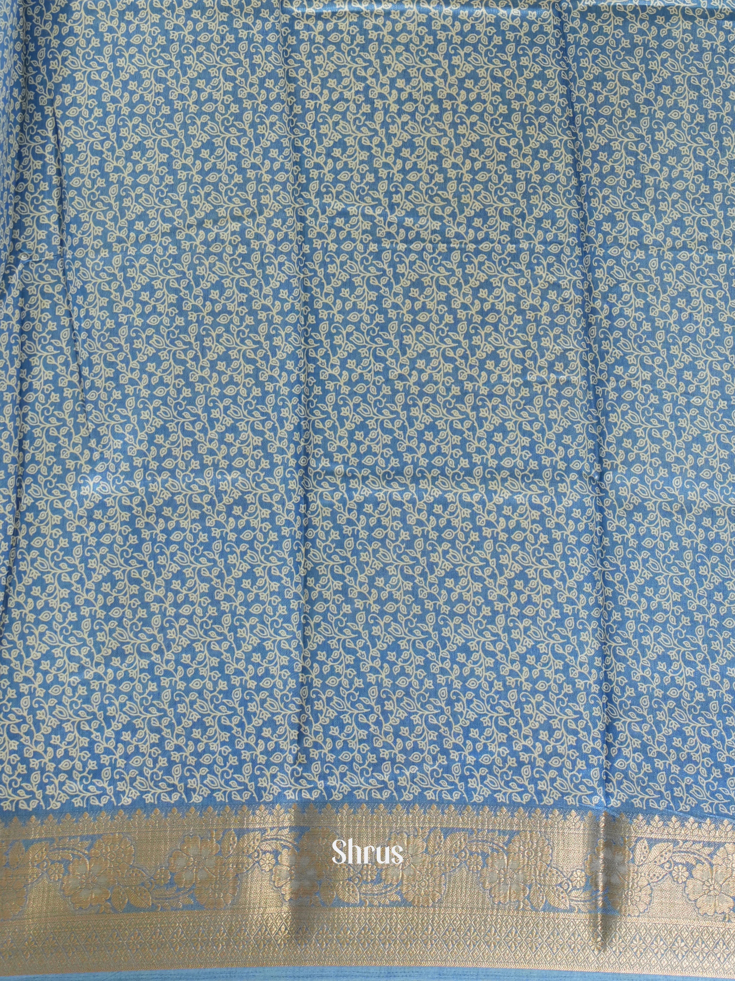 Blue(single tone) - Semi Crepe Saree