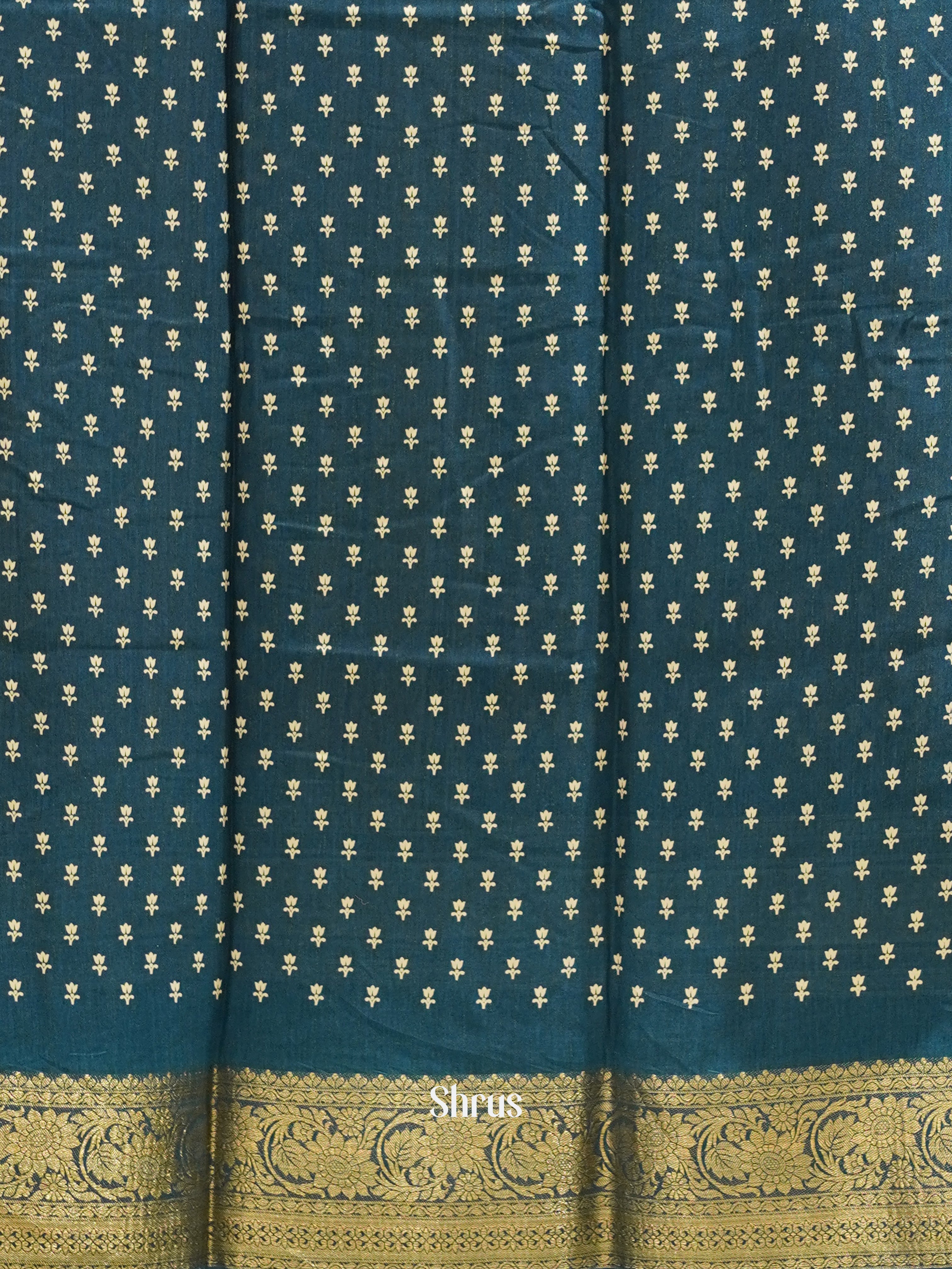 Peacock Blue(Single Tone)- Semi crepe Saree