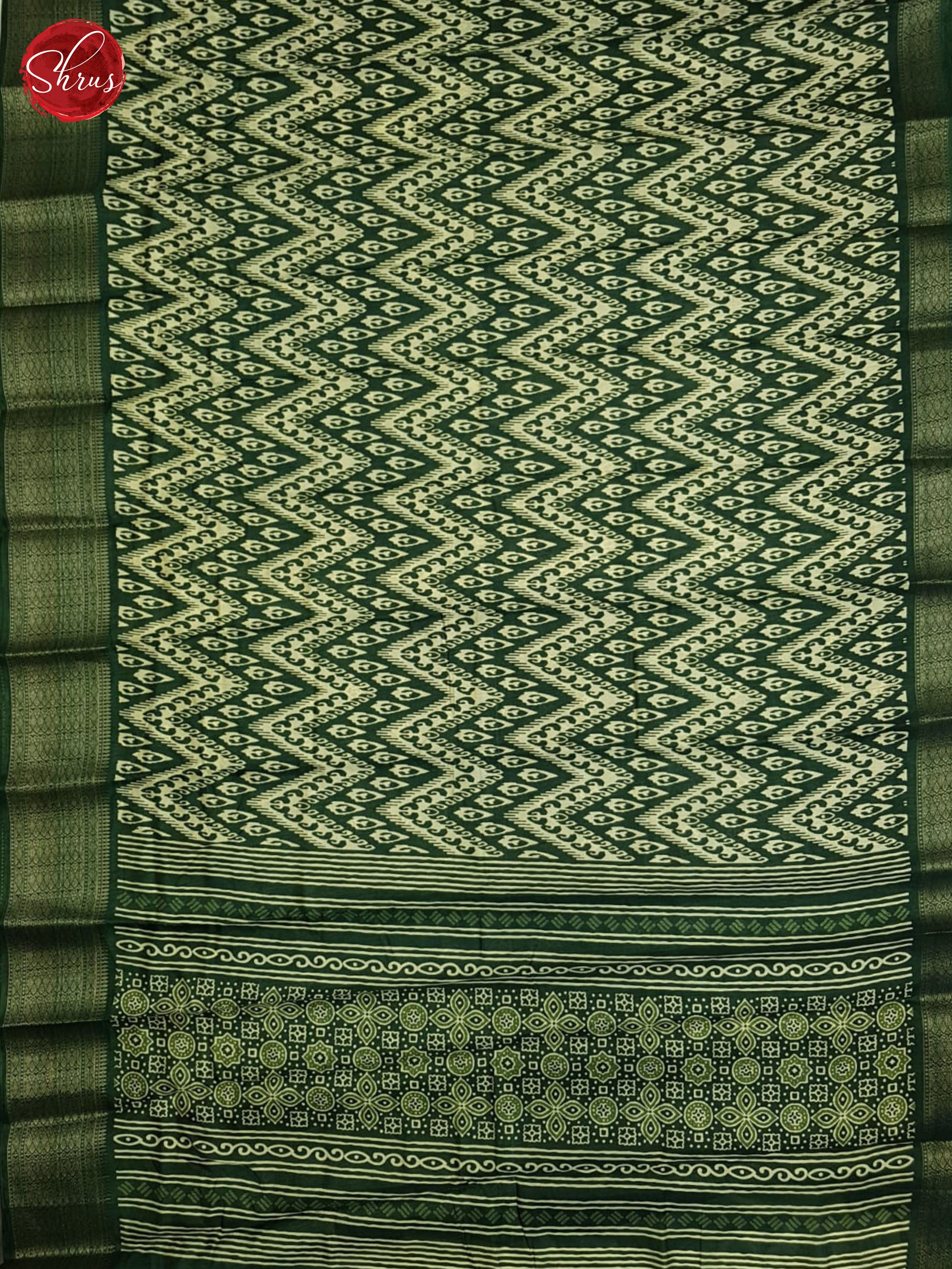 Green and Cream - Semi Crepe Saree - Shop on ShrusEternity.com