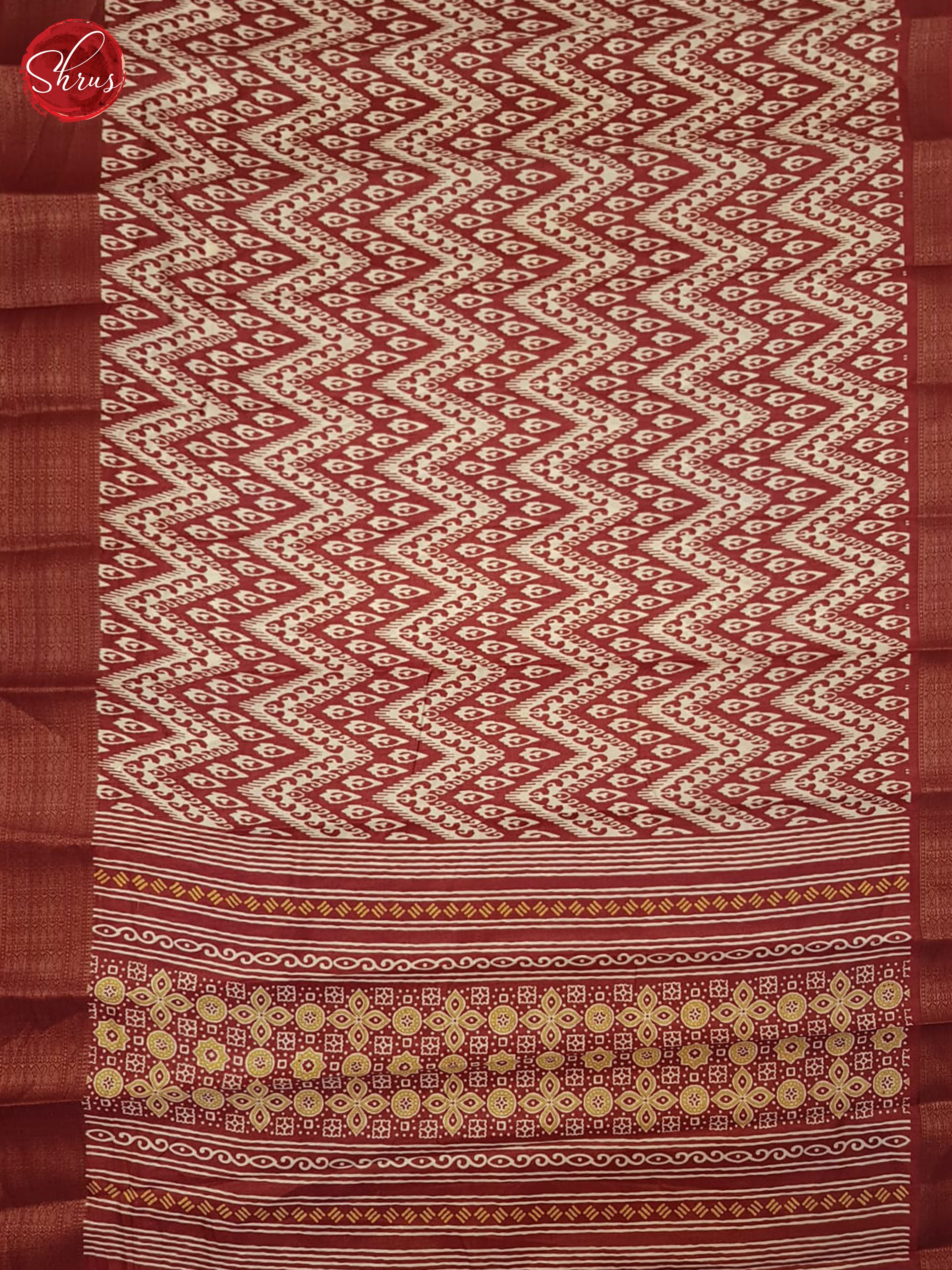 Maroon & Cream - Semi Crepe Saree - Shop on ShrusEternity.com