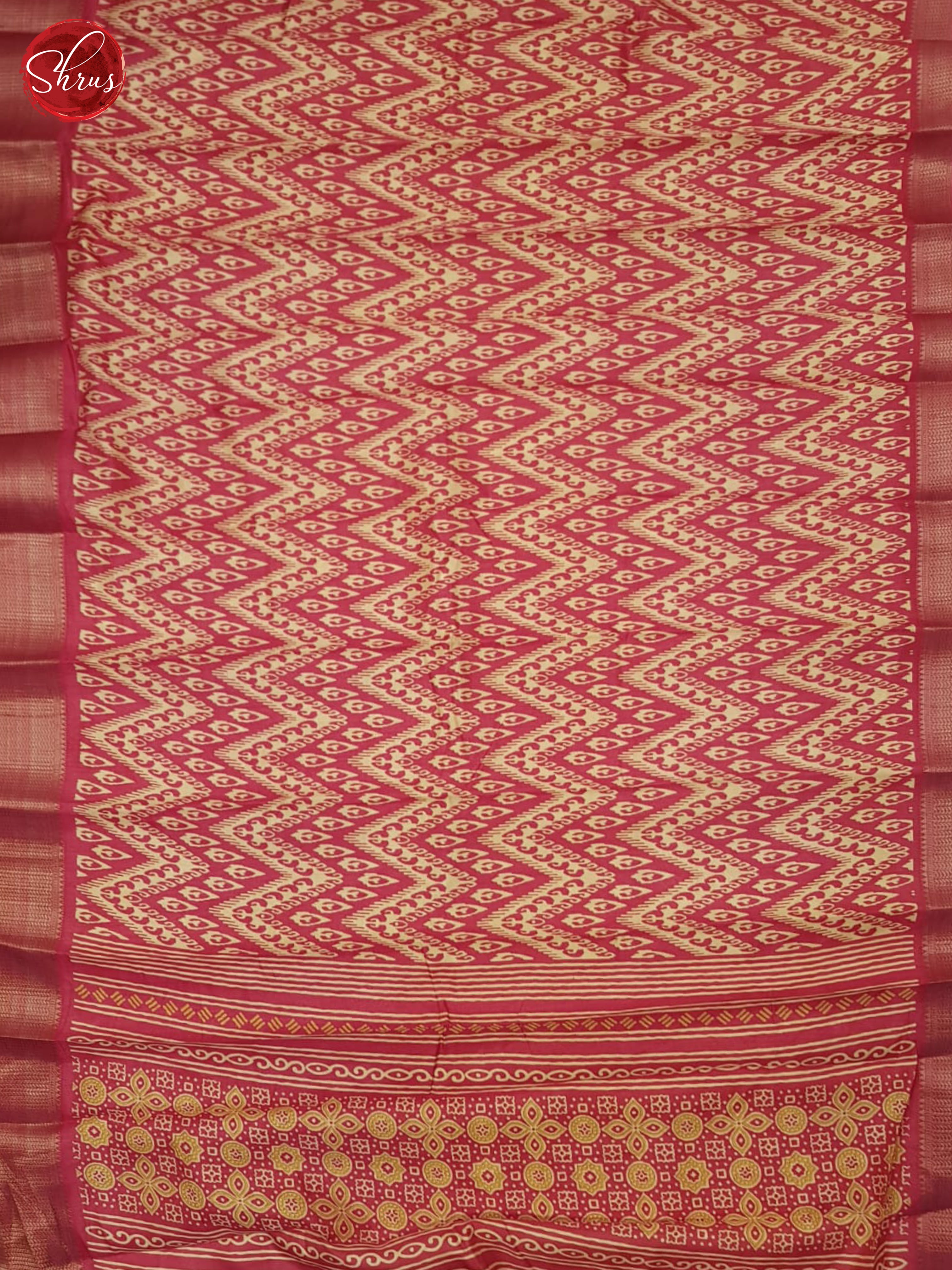 Pink & Cream - Semi Crepe Saree - Shop on ShrusEternity.com