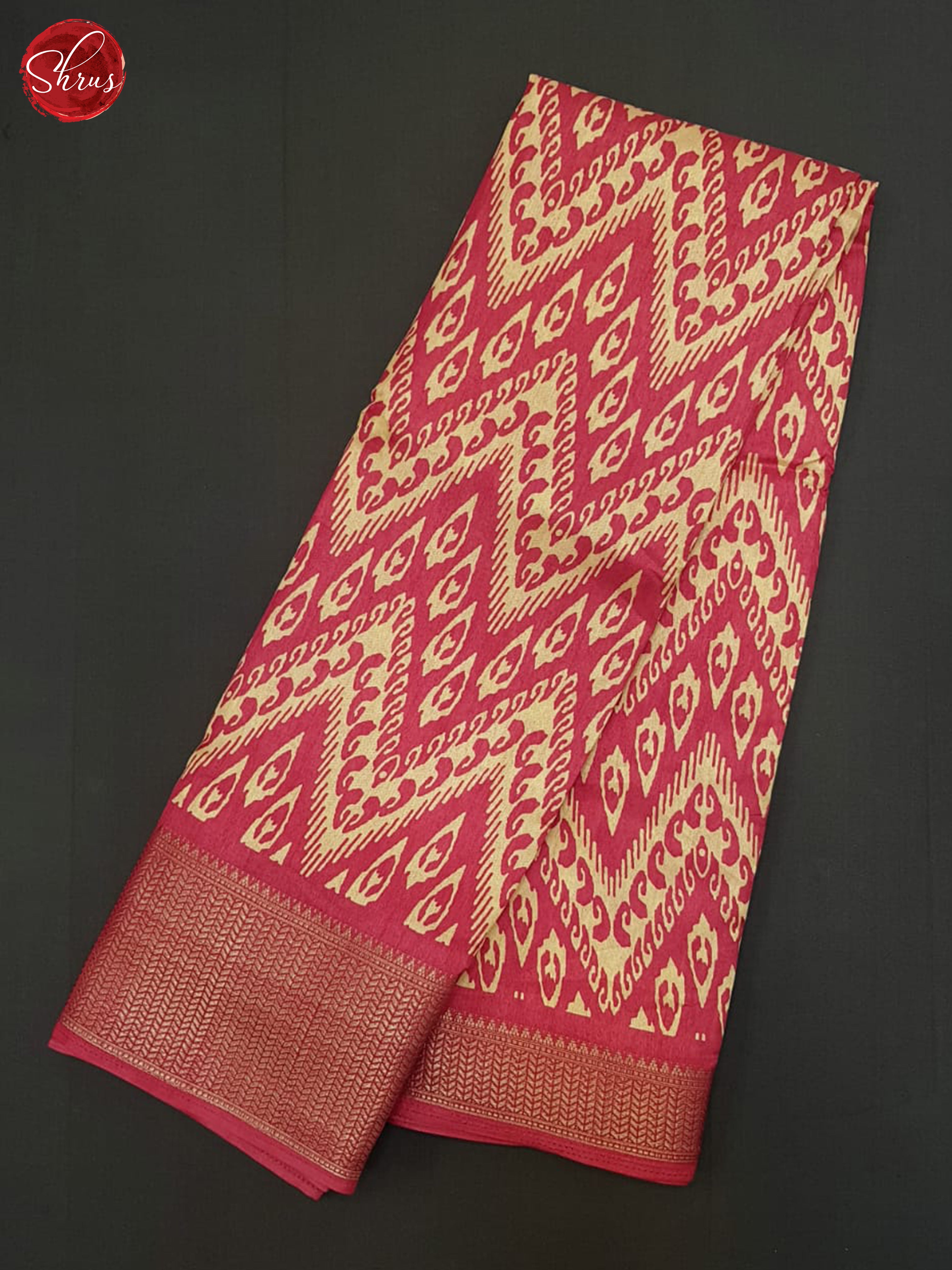 Pink & Cream - Semi Crepe Saree - Shop on ShrusEternity.com