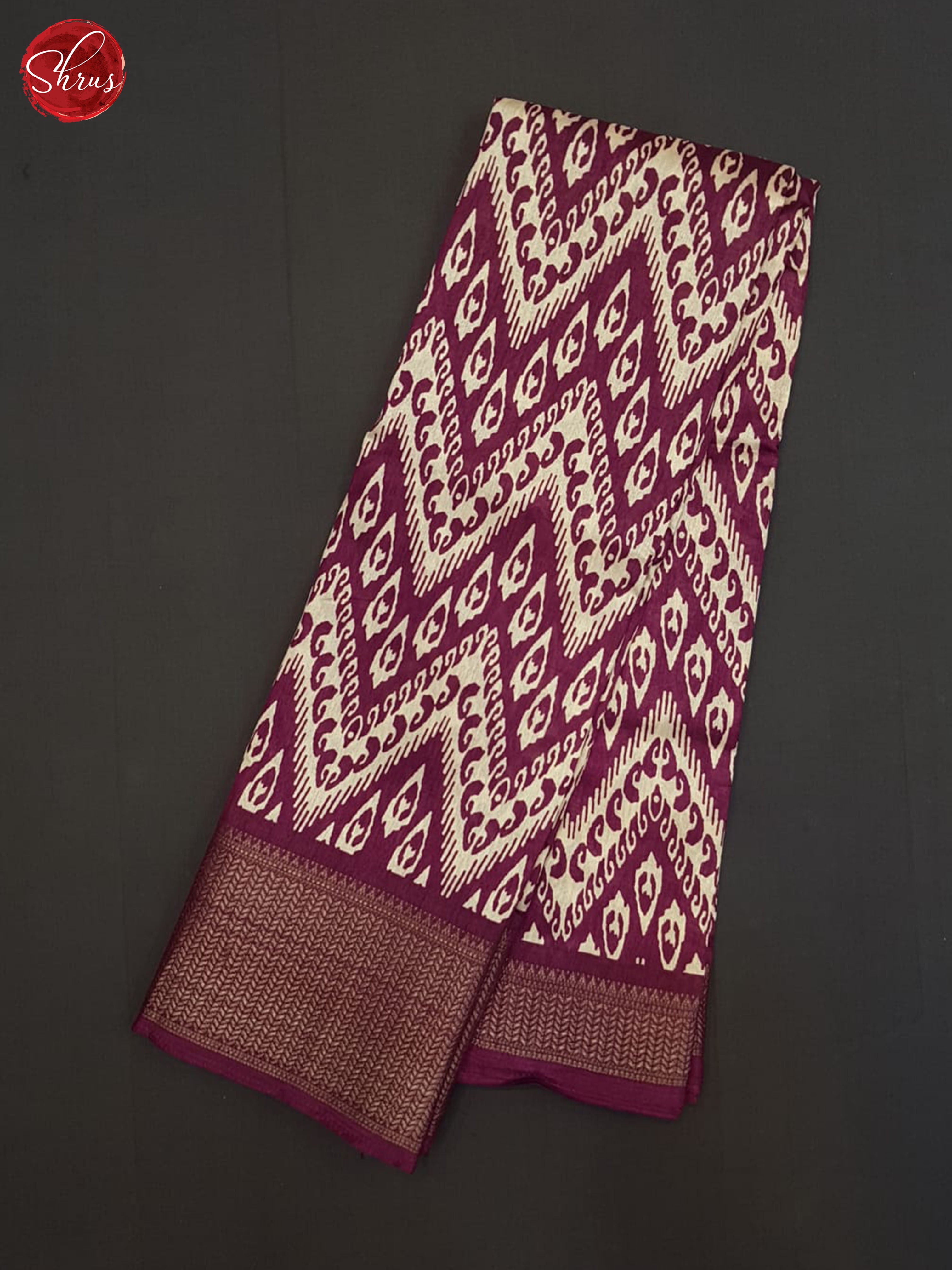 Wine and Cream - Semi crepe saree - Shop on ShrusEternity.com