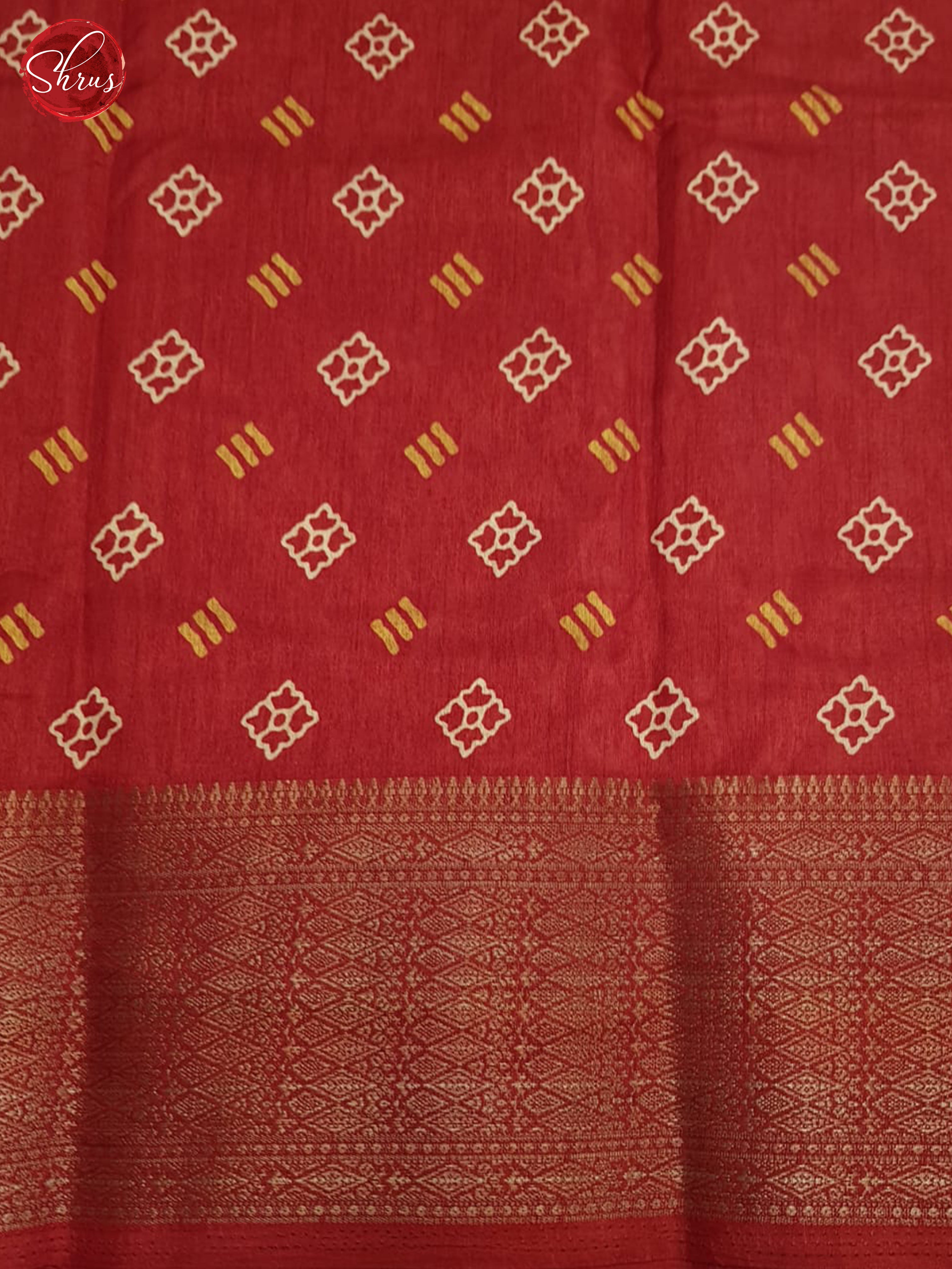 Red and cream- Semi crepe saree - Shop on ShrusEternity.com