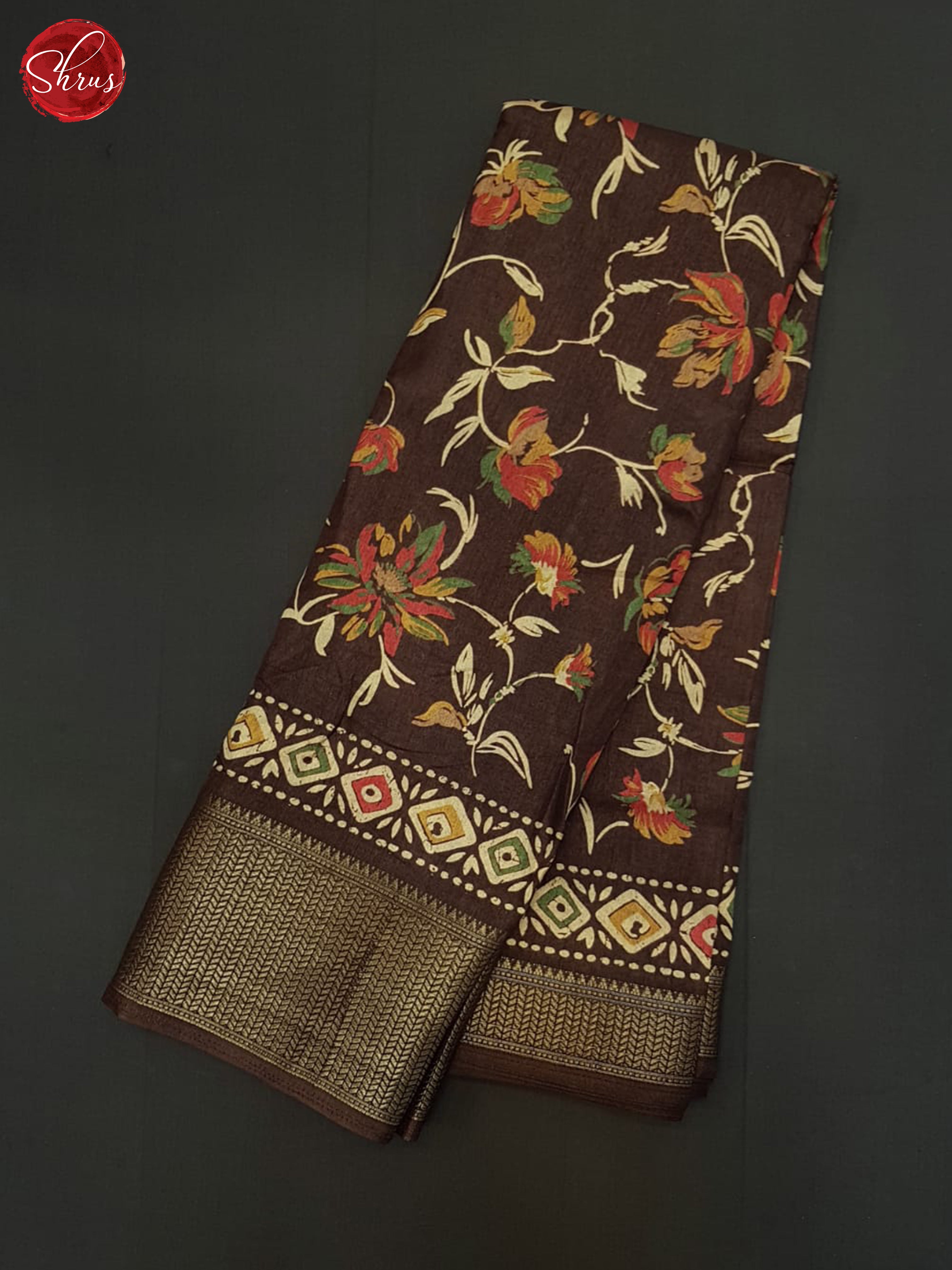 Brown(Single Tone) - Semi Crepe Saree - Shop on ShrusEternity.com