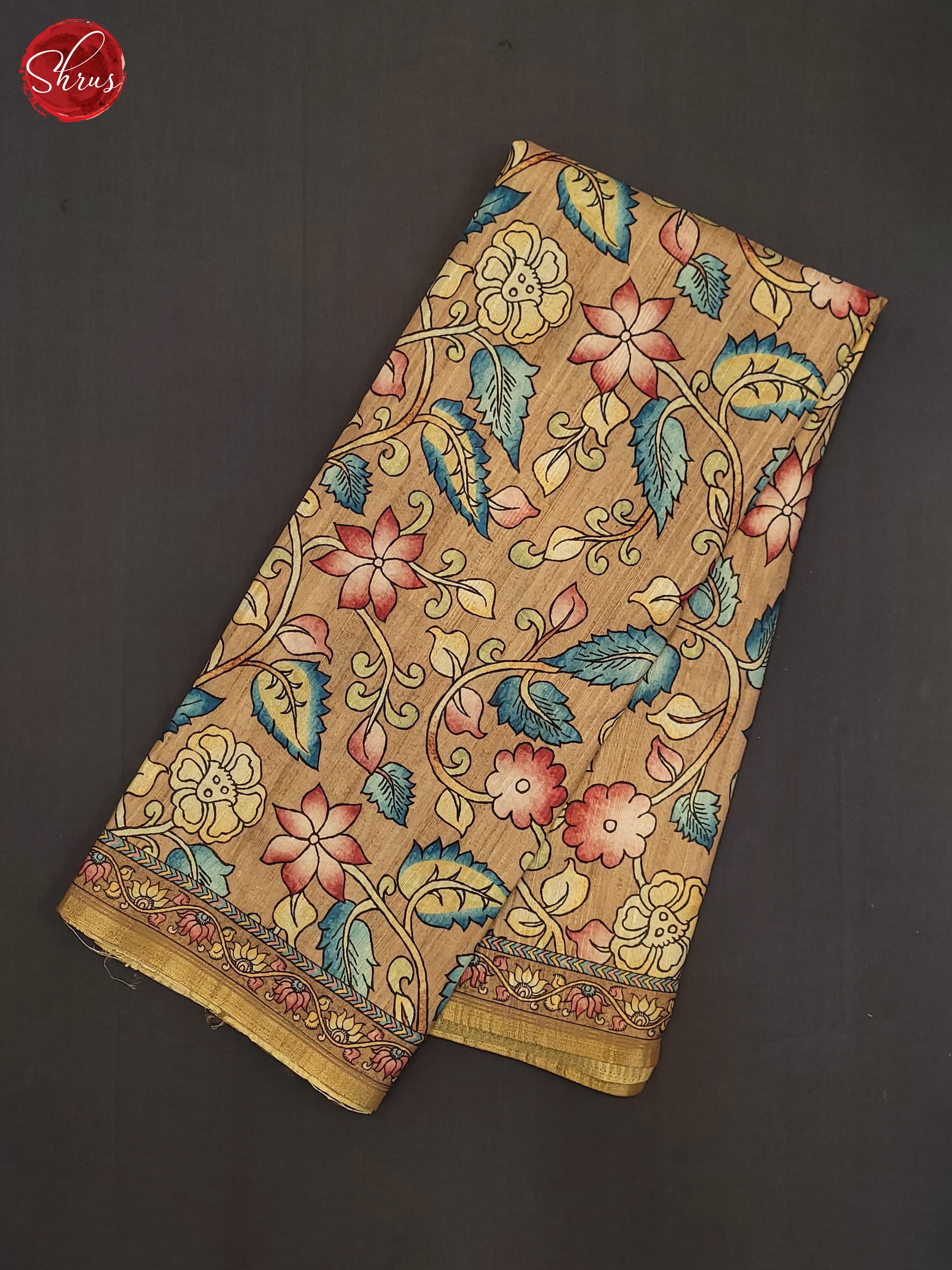 Beige(Single Tone) - Semi Tussar Saree - Shop on ShrusEternity.com