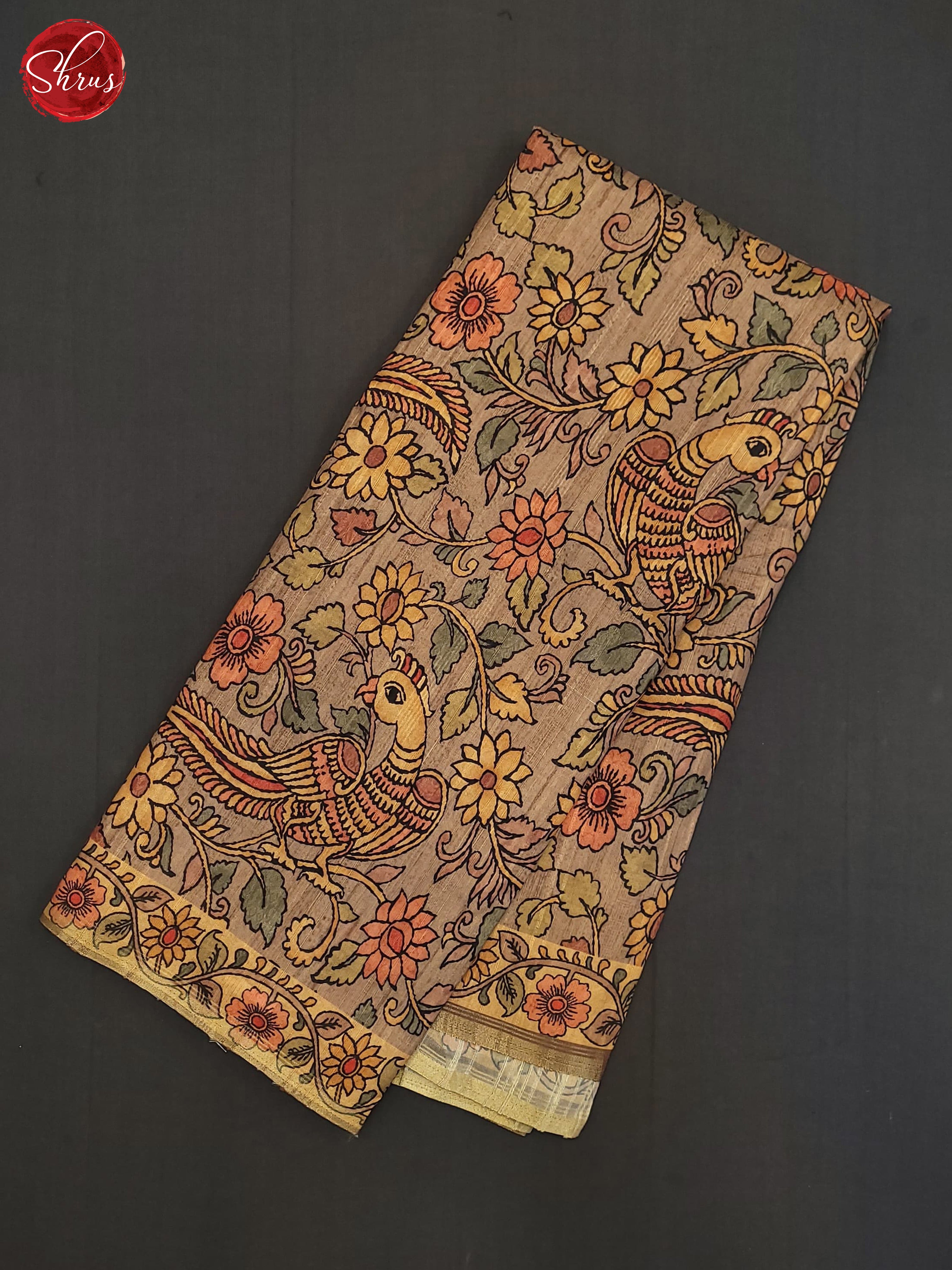 Brown - Semi Tussar Saree - Shop on ShrusEternity.com