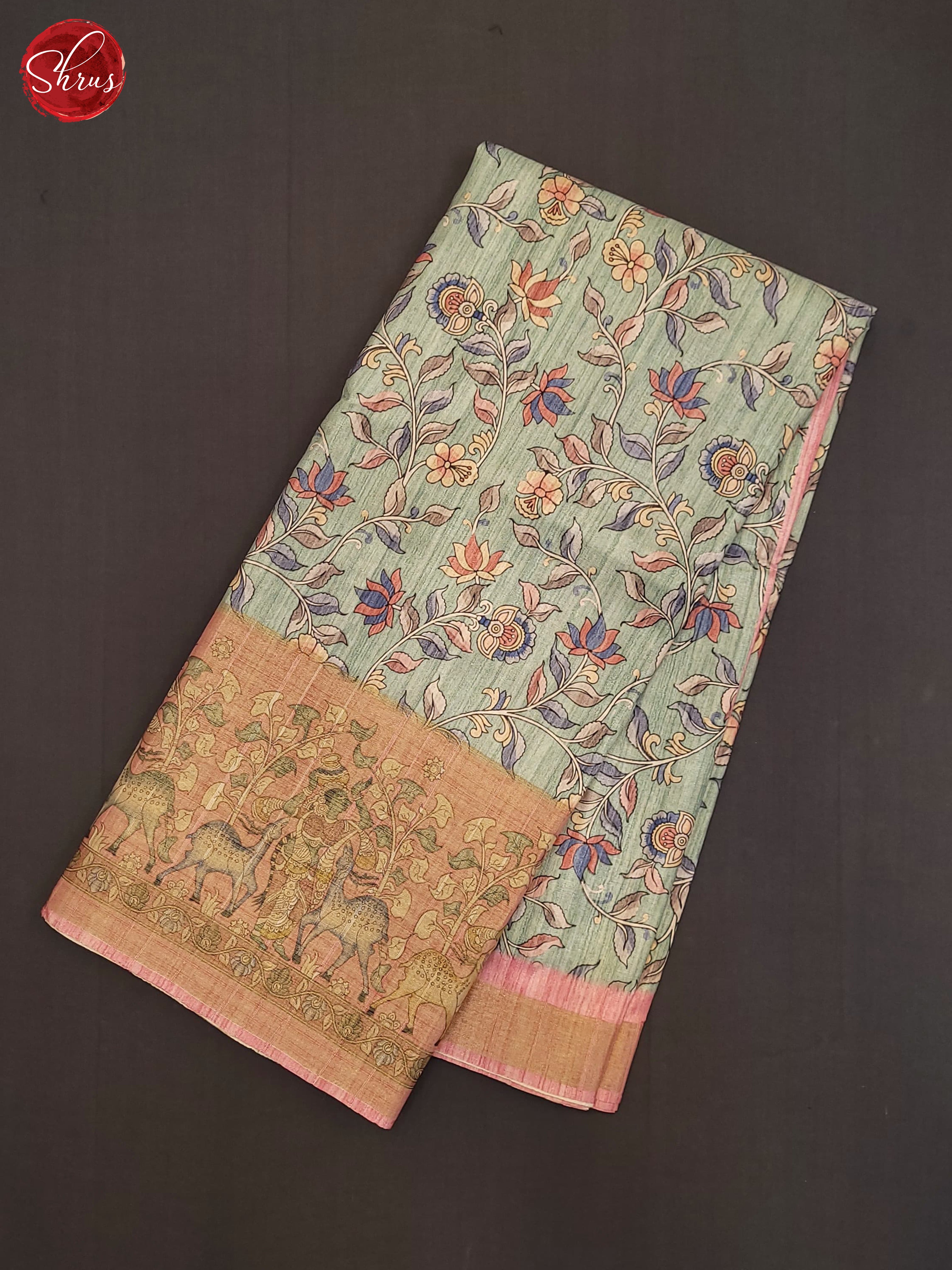 Blue & Pink- Semi Tussar Saree - Shop on ShrusEternity.com