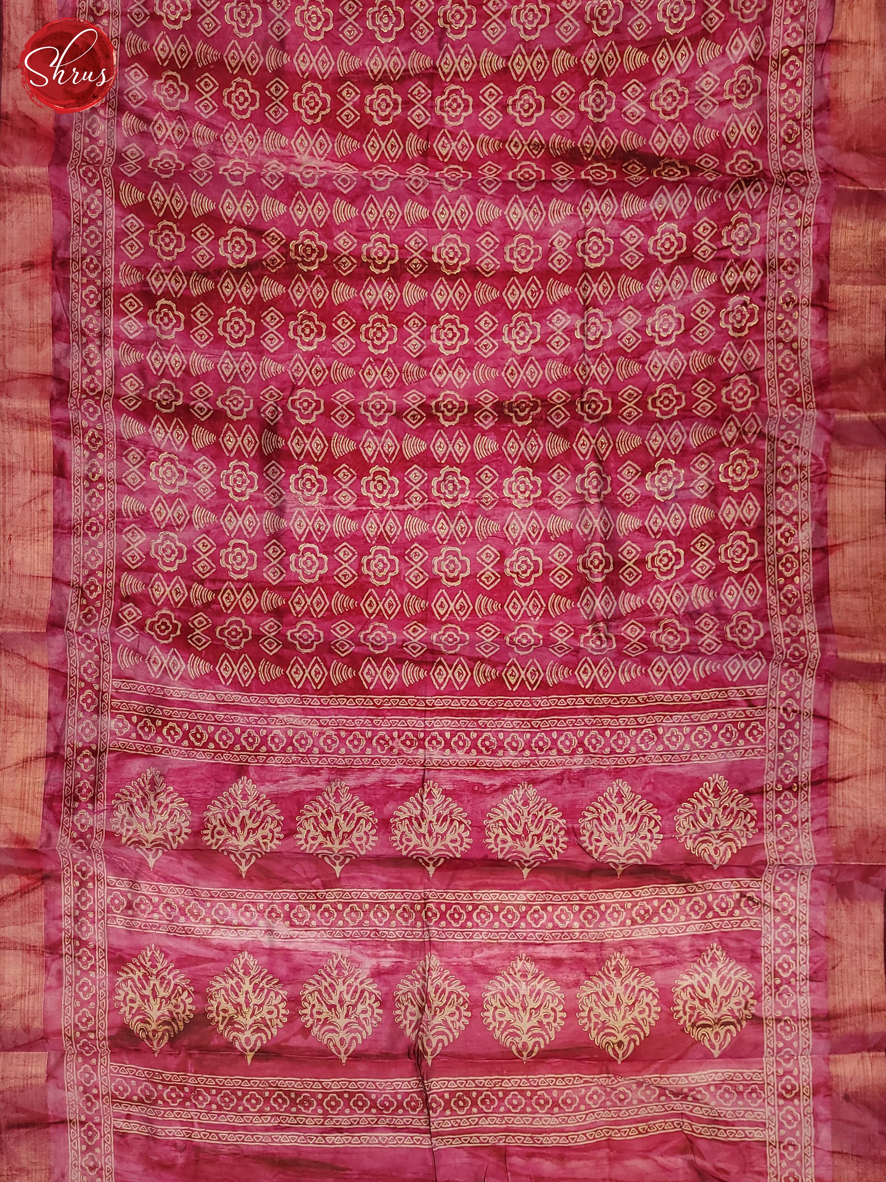 Pink(Single Tone) - Semi Matka Saree - Shop on ShrusEternity.com