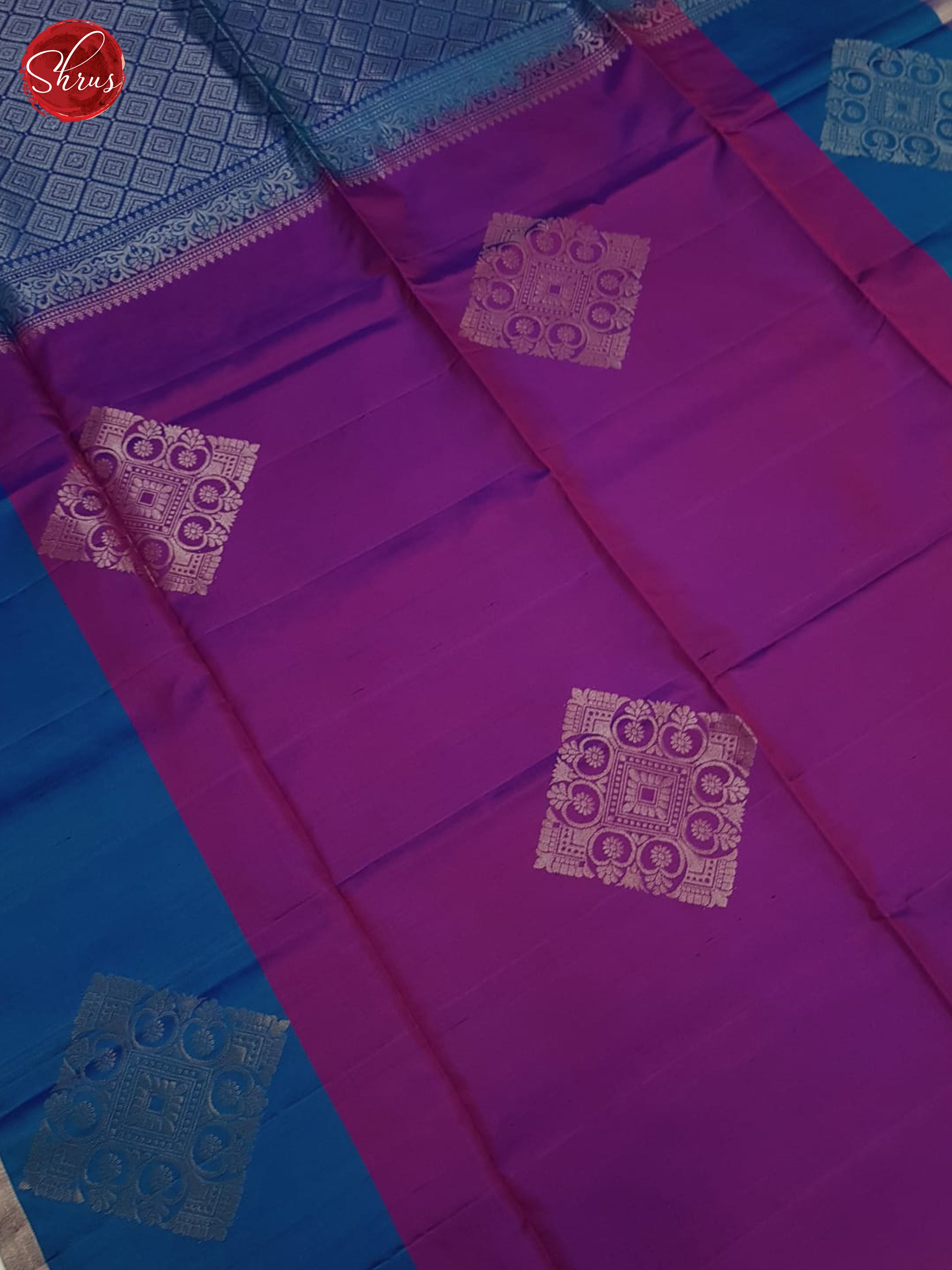 Pink & Blue - Soft Silk Saree - Shop on ShrusEternity.com