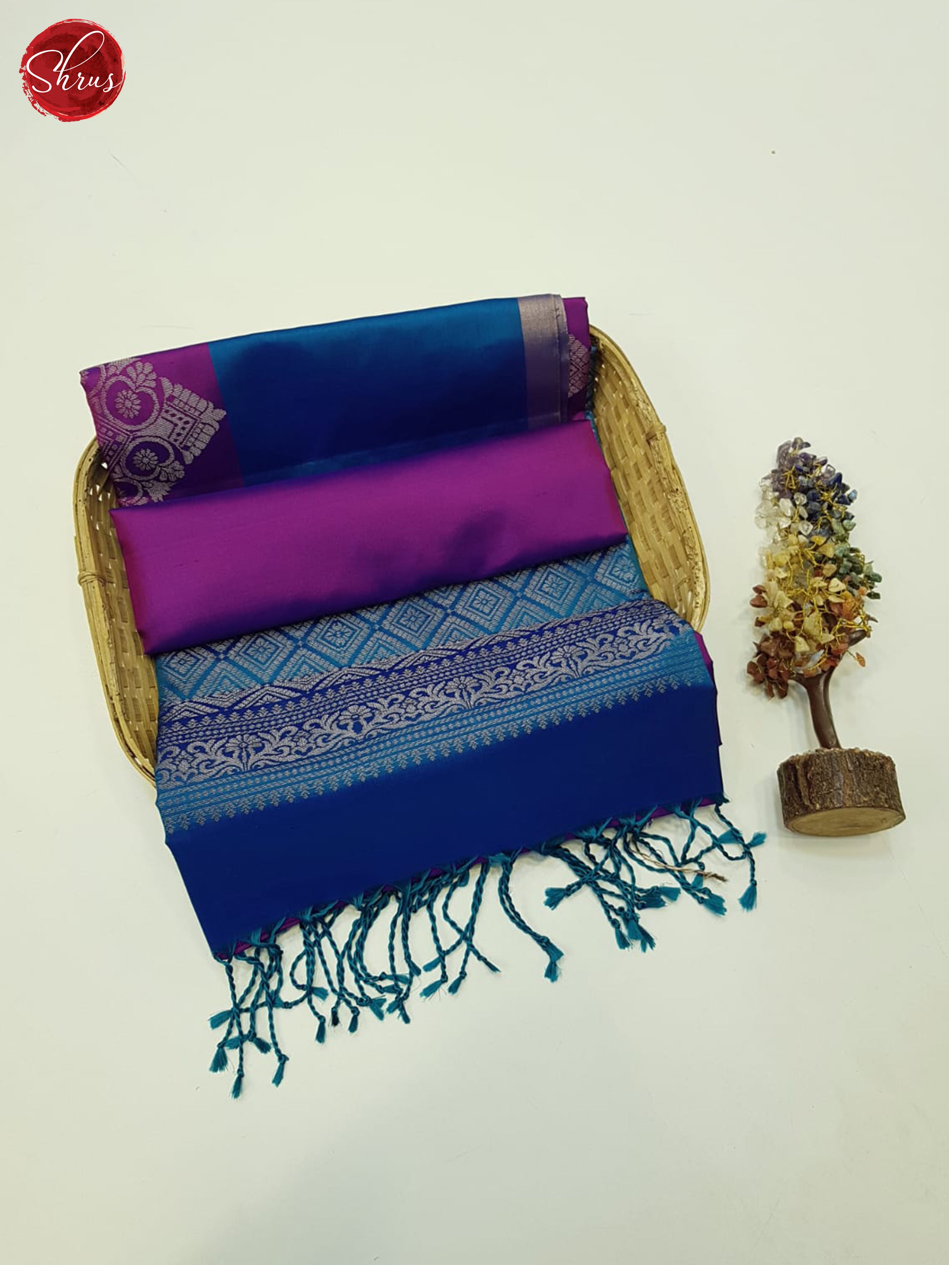 Pink & Blue - Soft Silk Saree - Shop on ShrusEternity.com