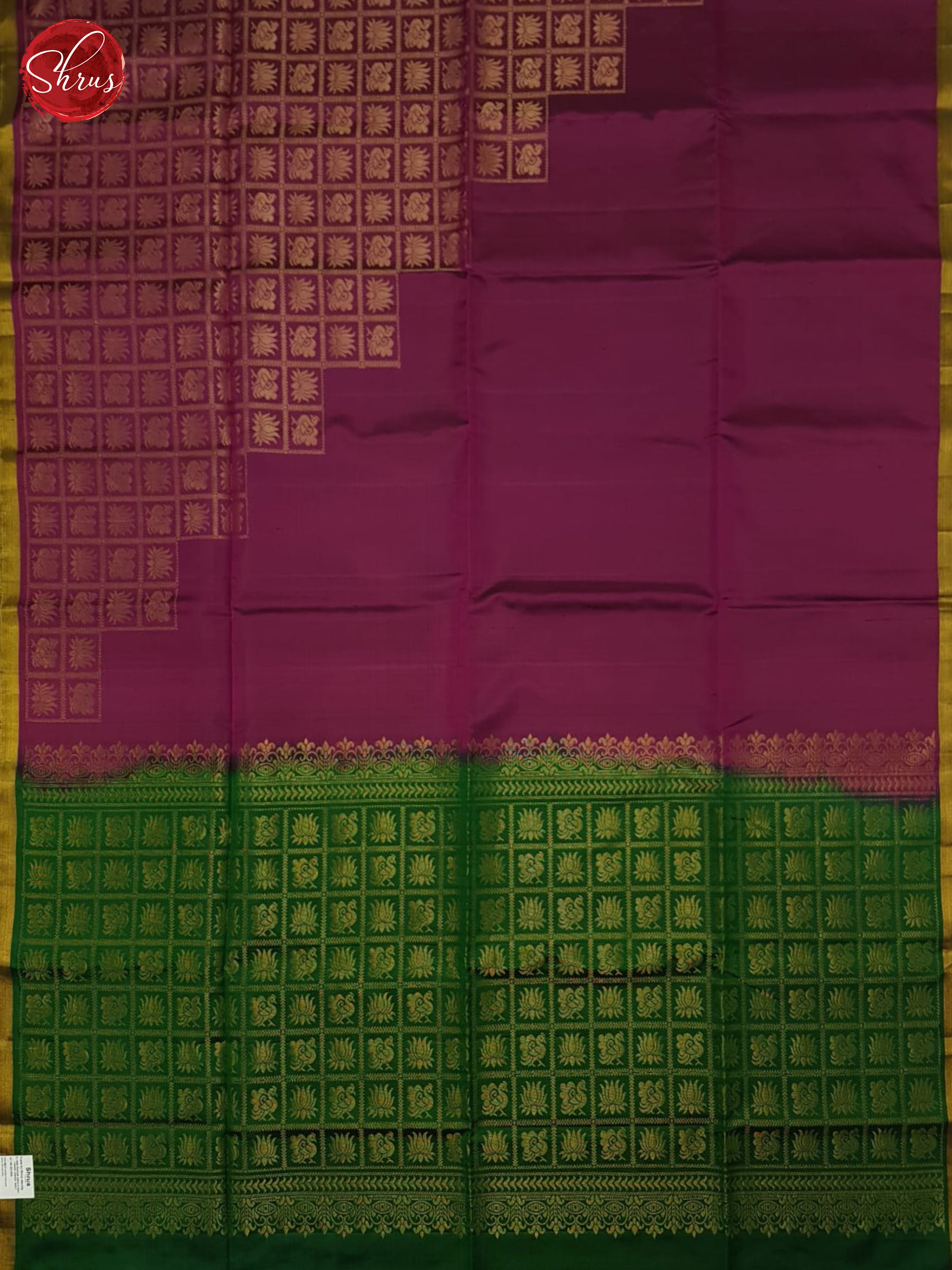 Wine & Green- Soft Silk Saree - Shop on ShrusEternity.com