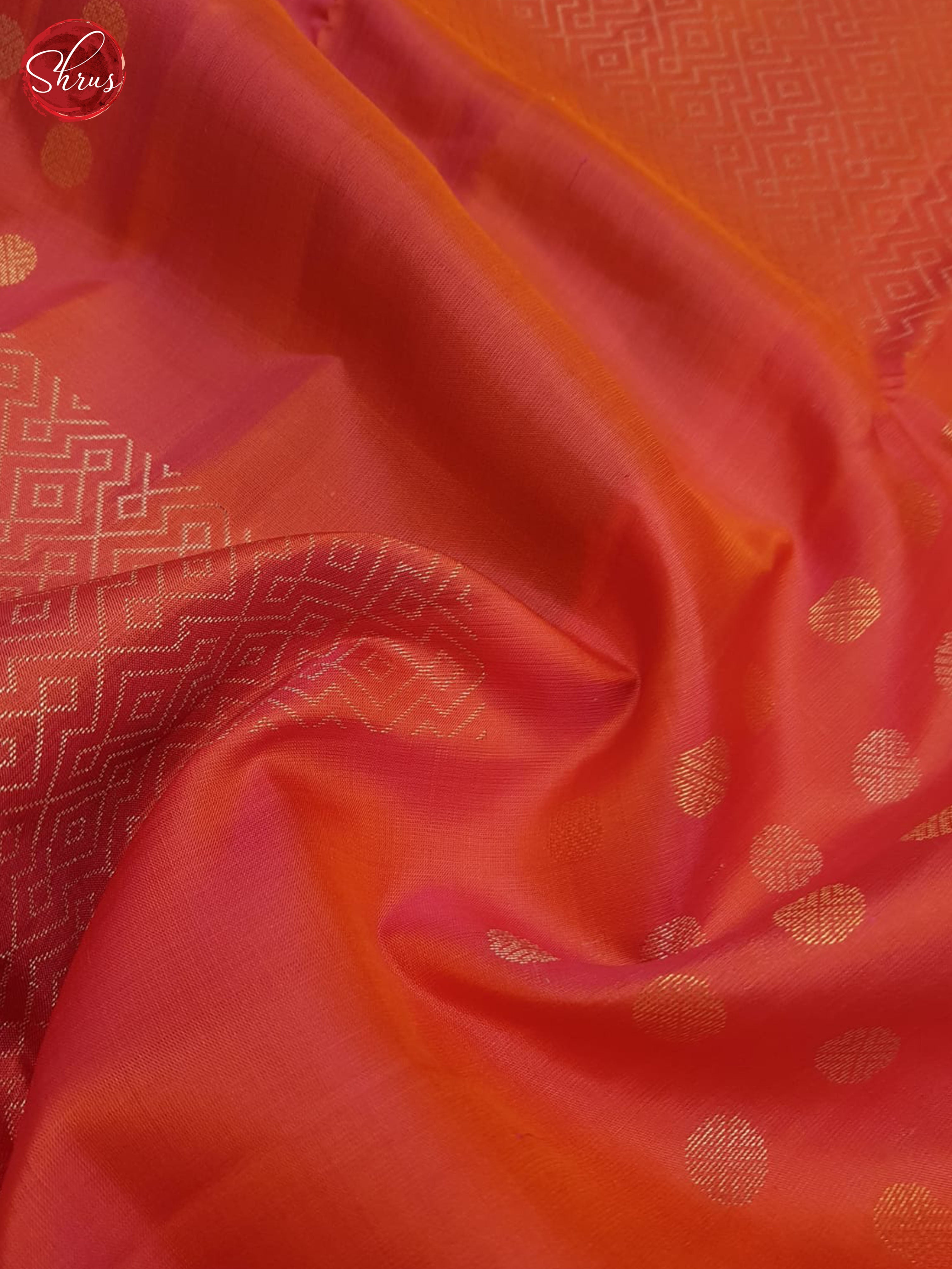 Orangish Pink And Green-Soft silk saree - Shop on ShrusEternity.com