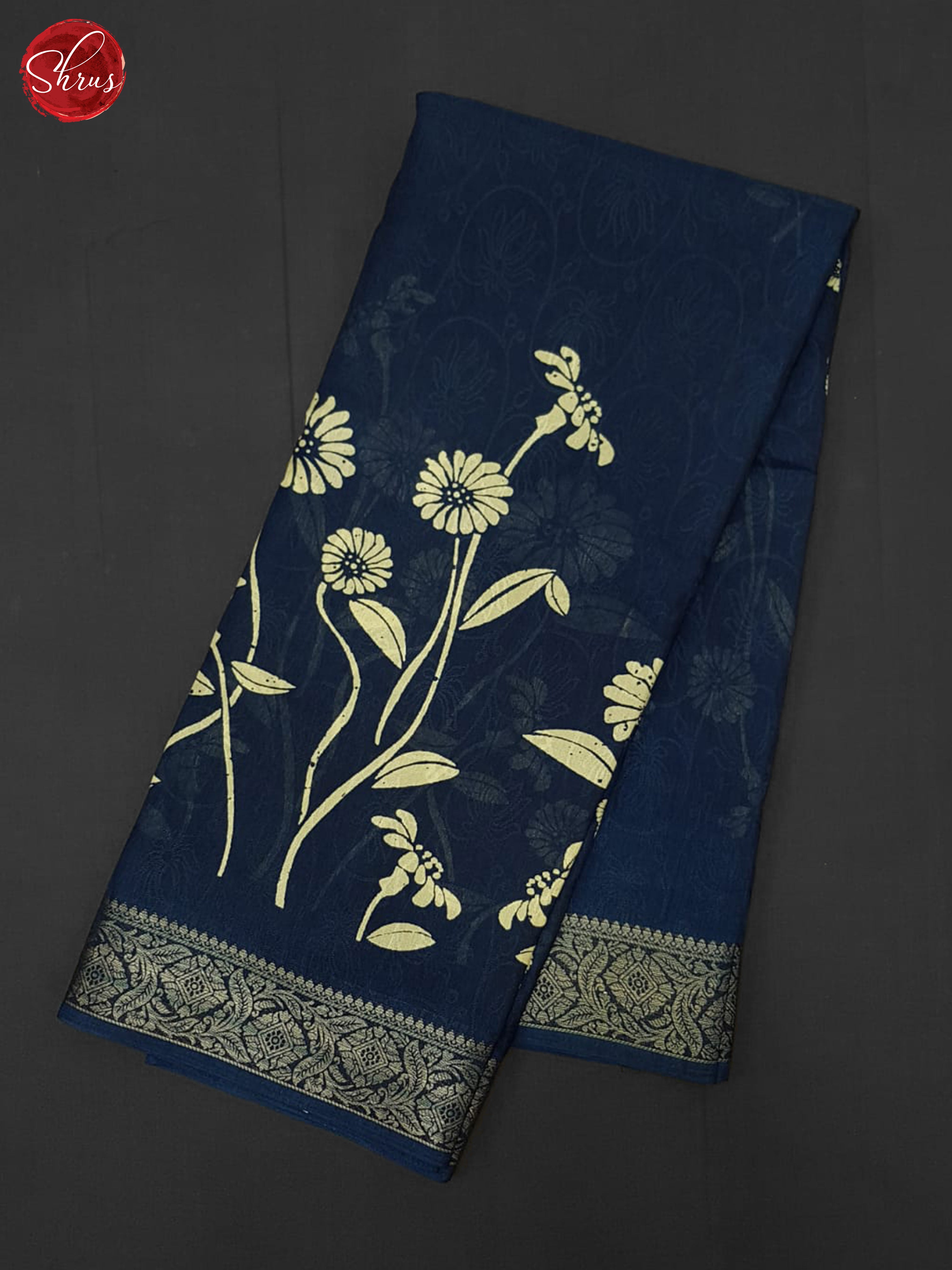 blue(single Tone)- Semi Crepe Saree - Shop on ShrusEternity.com