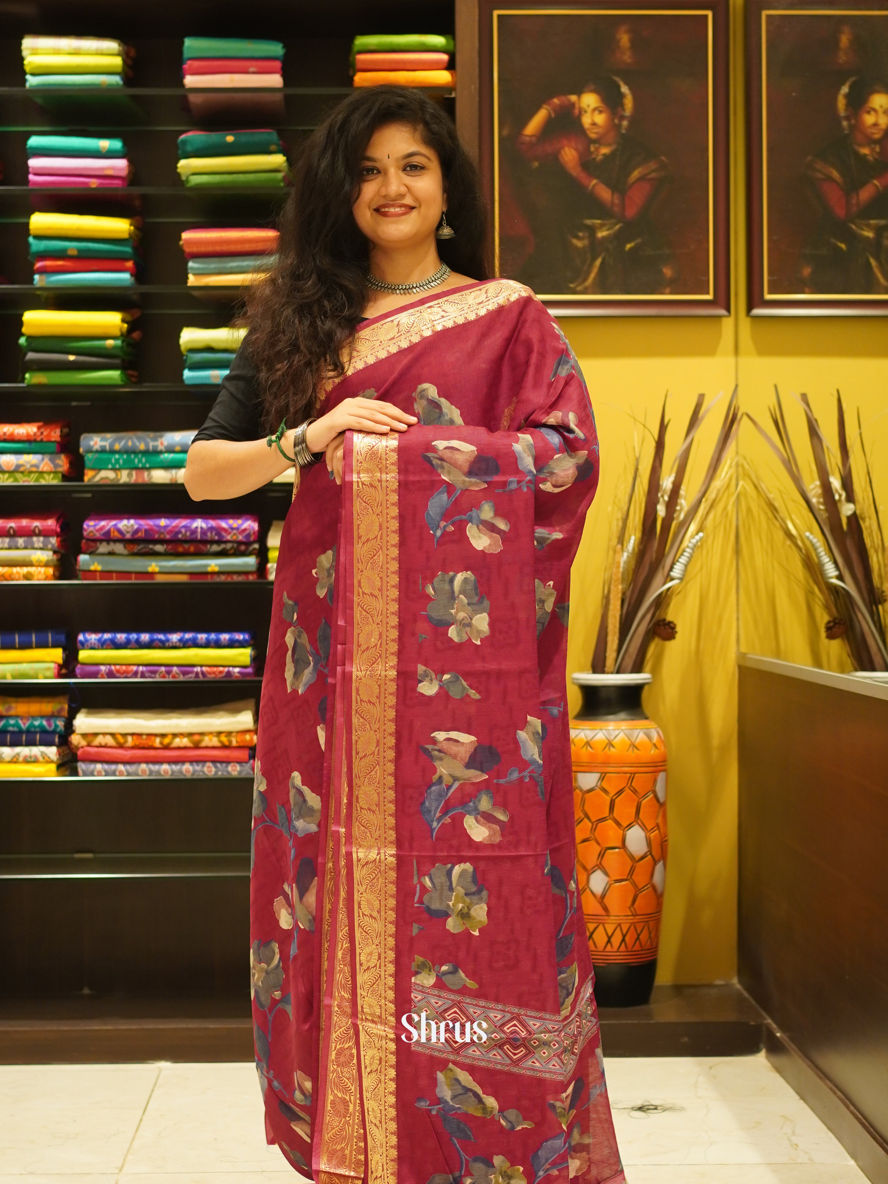 Pink(Single Tone)- Semi Crepe Saree