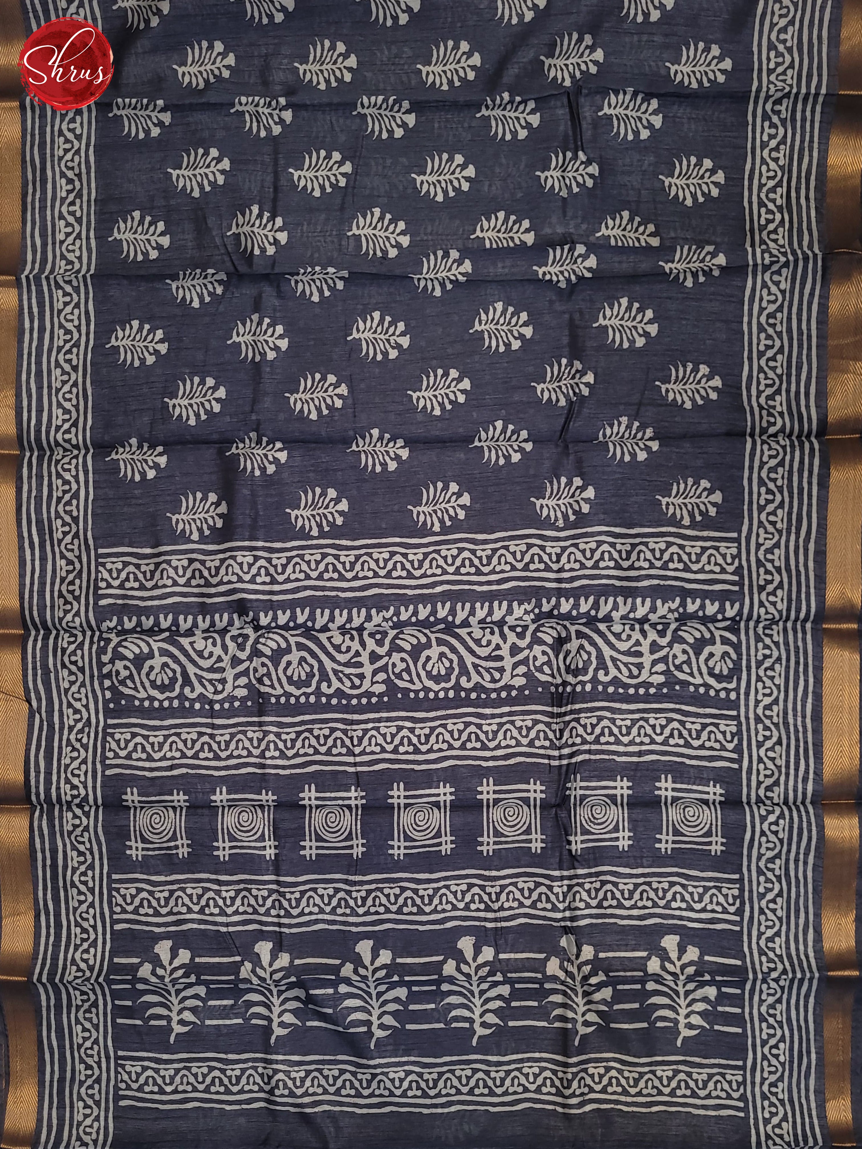 Bluish Grey(Single Tone)- Semi Matka Cotton Saree - Shop on ShrusEternity.com