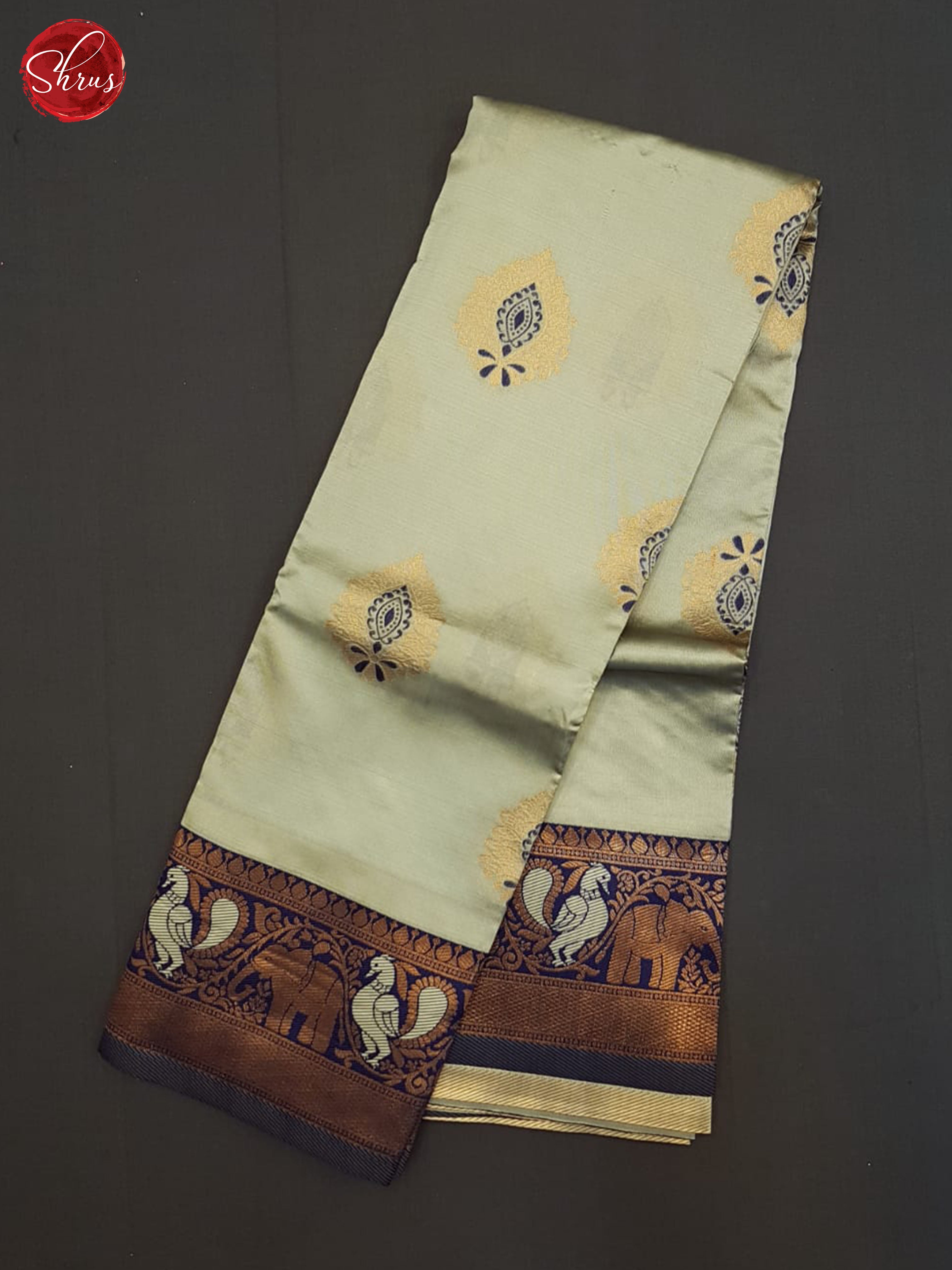 Grey And Blue-Semi soft silk saree - Shop on ShrusEternity.com