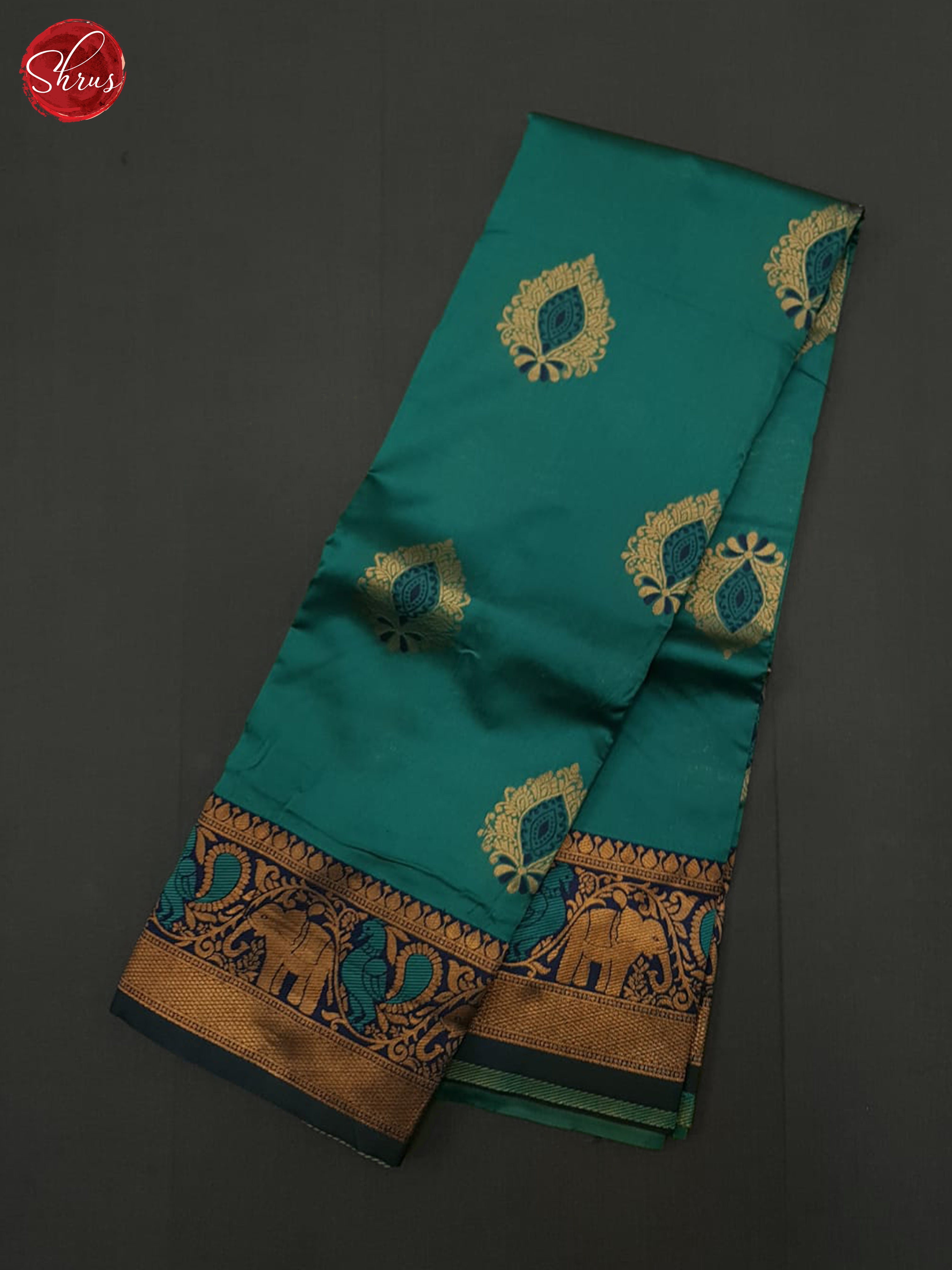 Peacock Neck & Blue - Semi Softsilk Saree - Shop on ShrusEternity.com