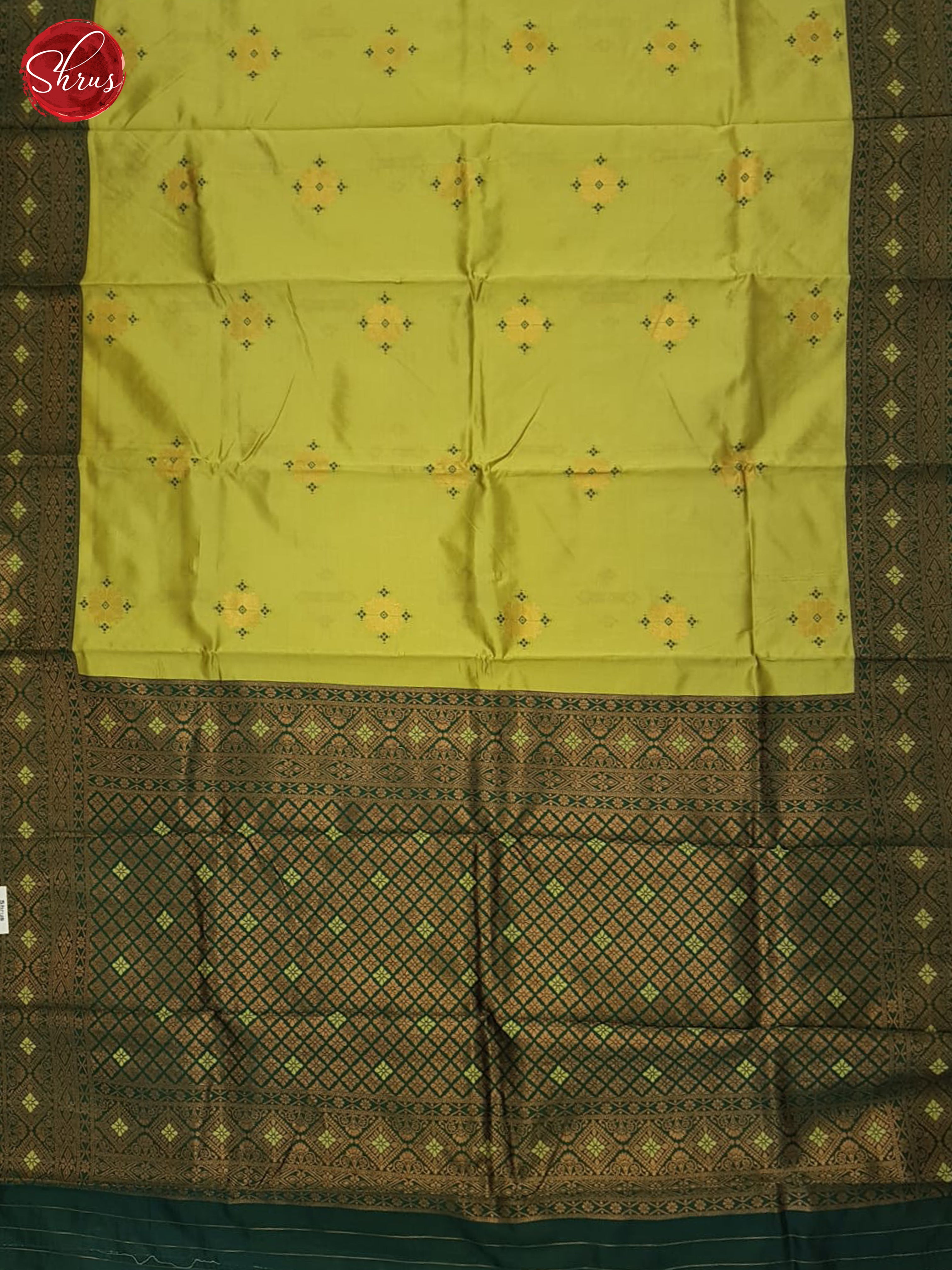 Lime Green & Green - Semi Soft Silk Saree - Shop on ShrusEternity.com