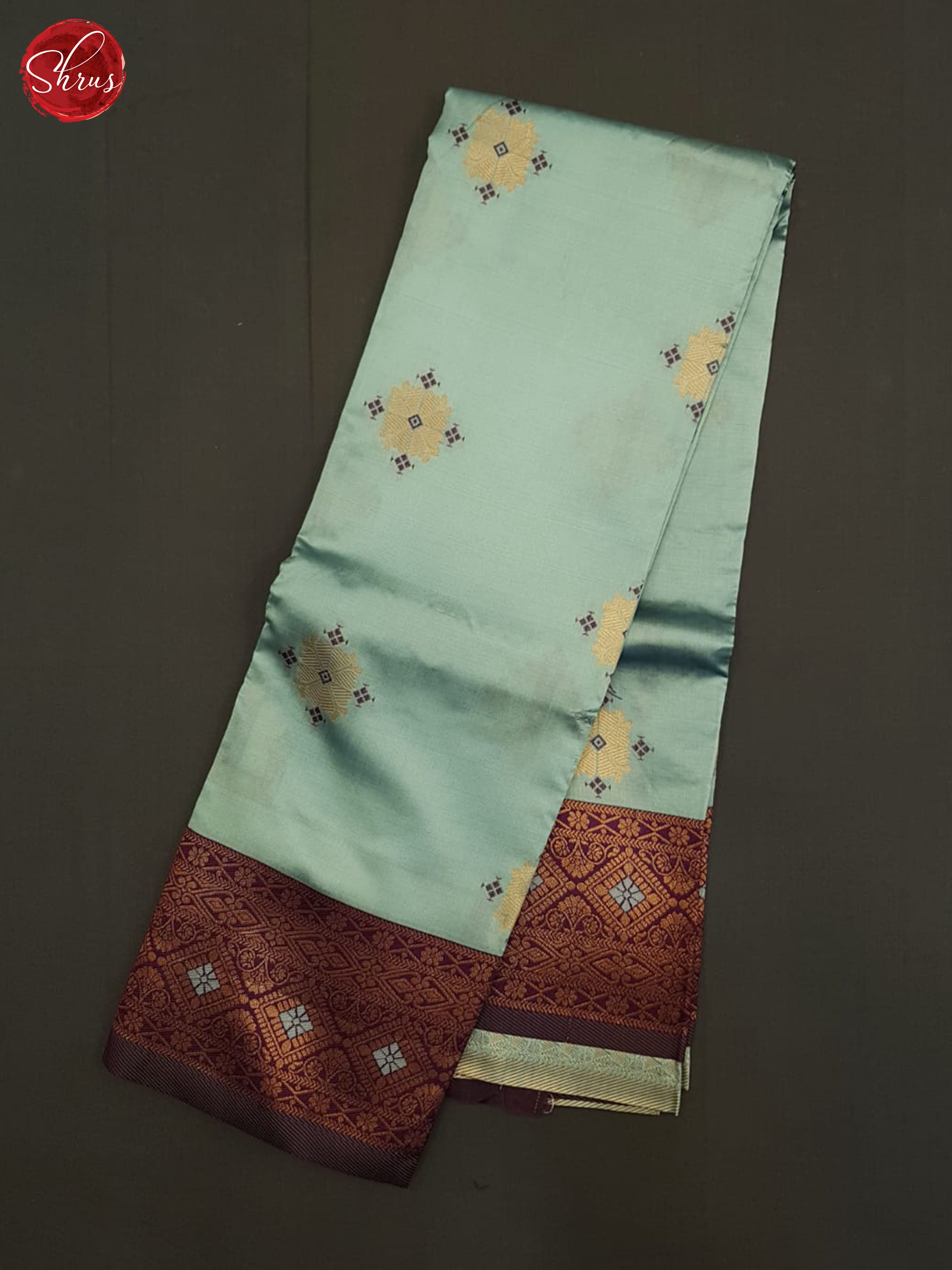 Pastel Blue And Wine-Semi Soft silk Saree - Shop on ShrusEternity.com