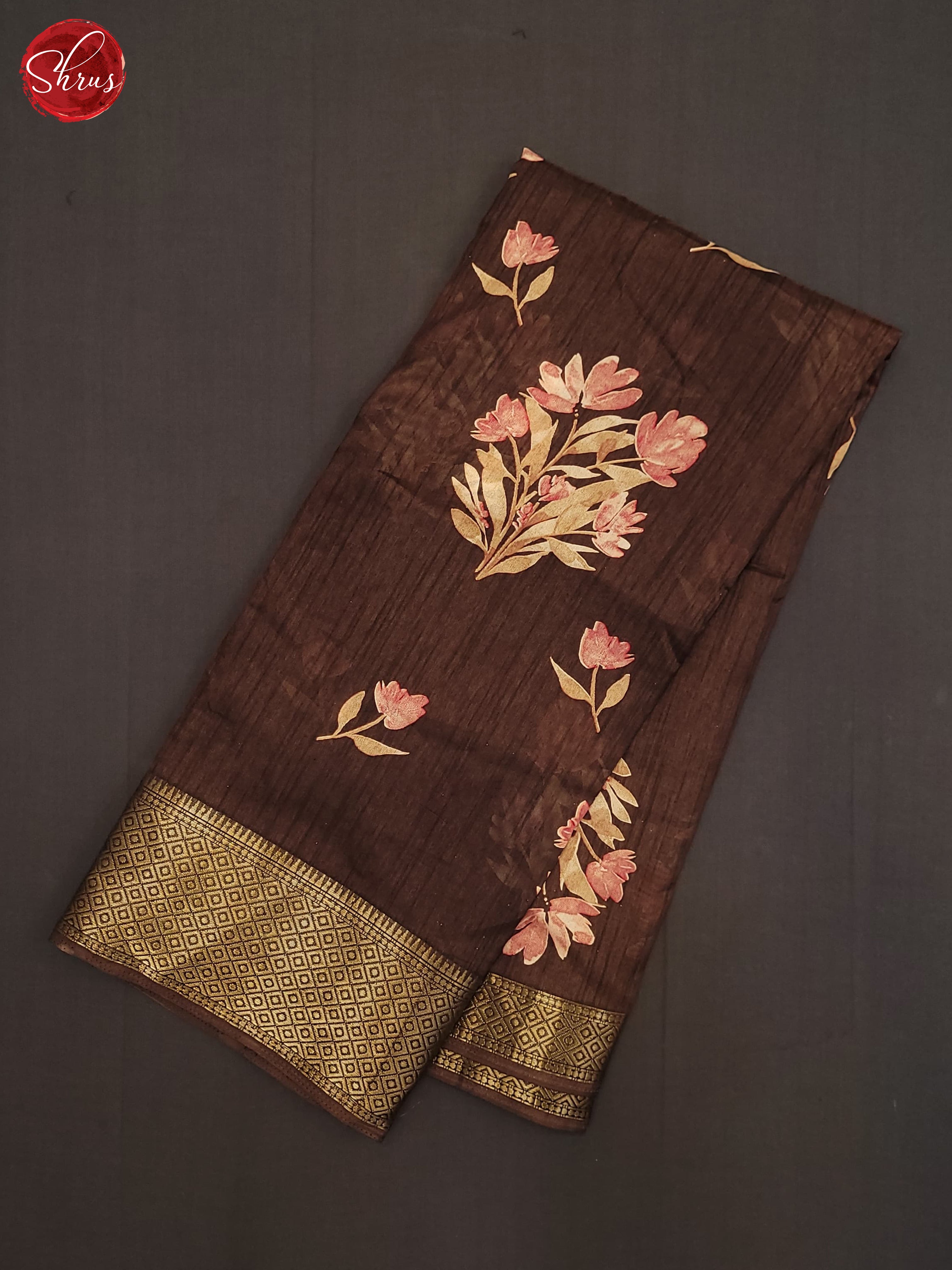 Brown(Single Tone) - Semi Crepe Saree - Shop on ShrusEternity.com