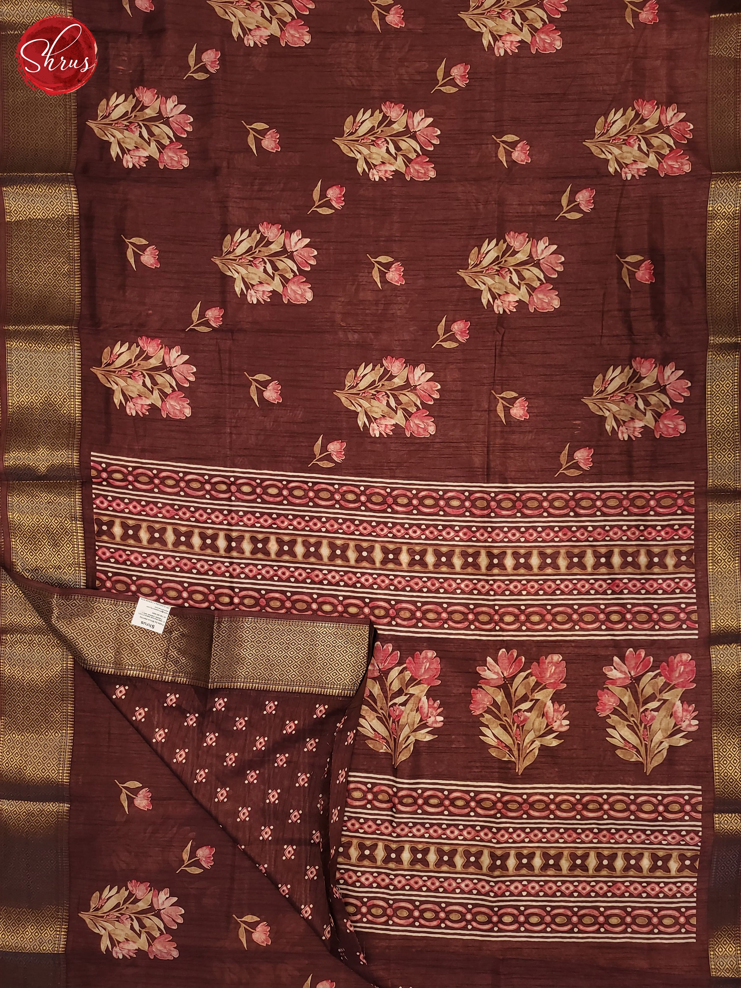 Brown(Single Tone) - Semi Crepe Saree - Shop on ShrusEternity.com