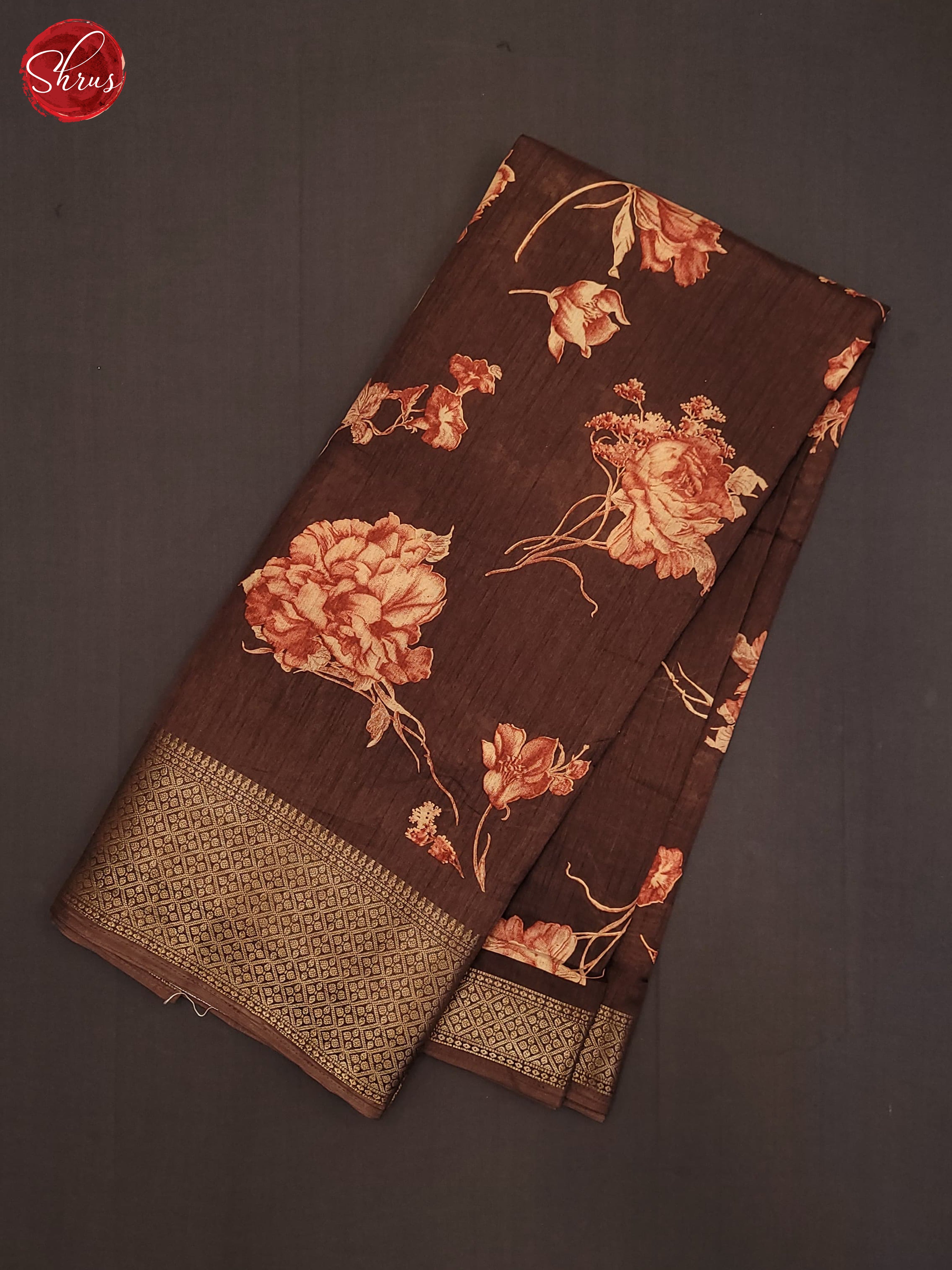 Brown(Single Tone) - Semi Crepe Saree - Shop on ShrusEternity.com