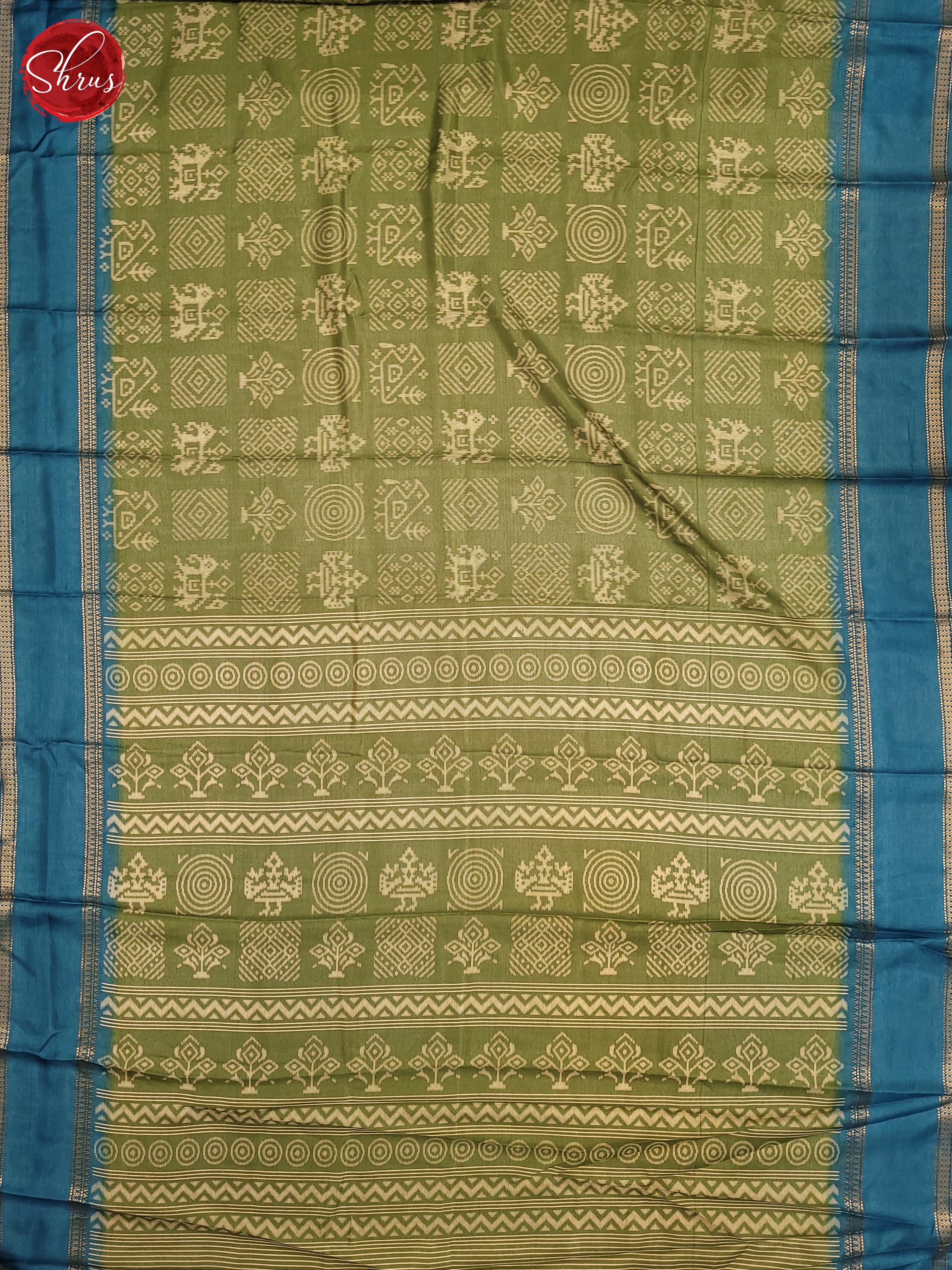 Green& Blue- Semi Crepe Saree - Shop on ShrusEternity.com