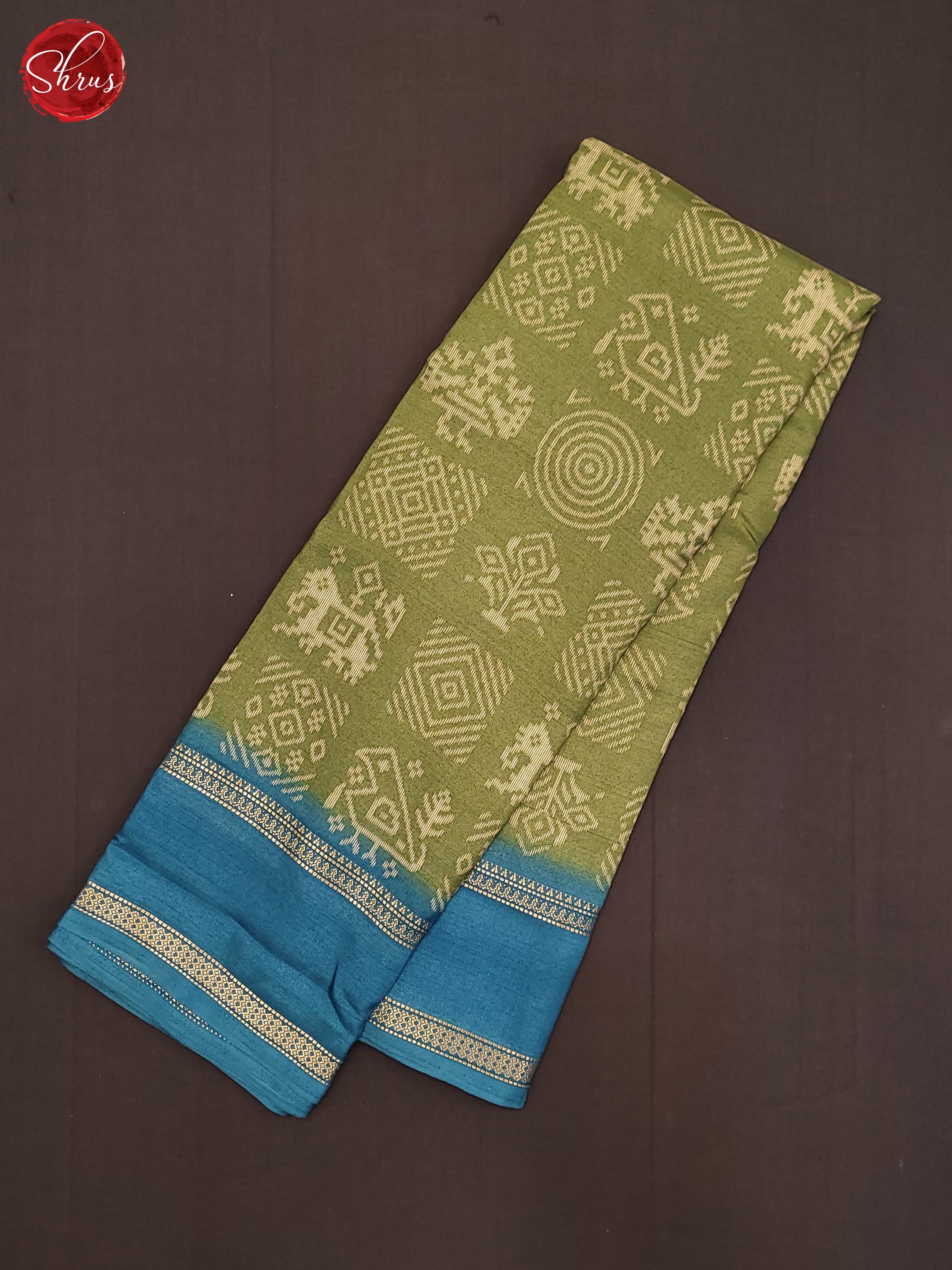 Green& Blue- Semi Crepe Saree - Shop on ShrusEternity.com