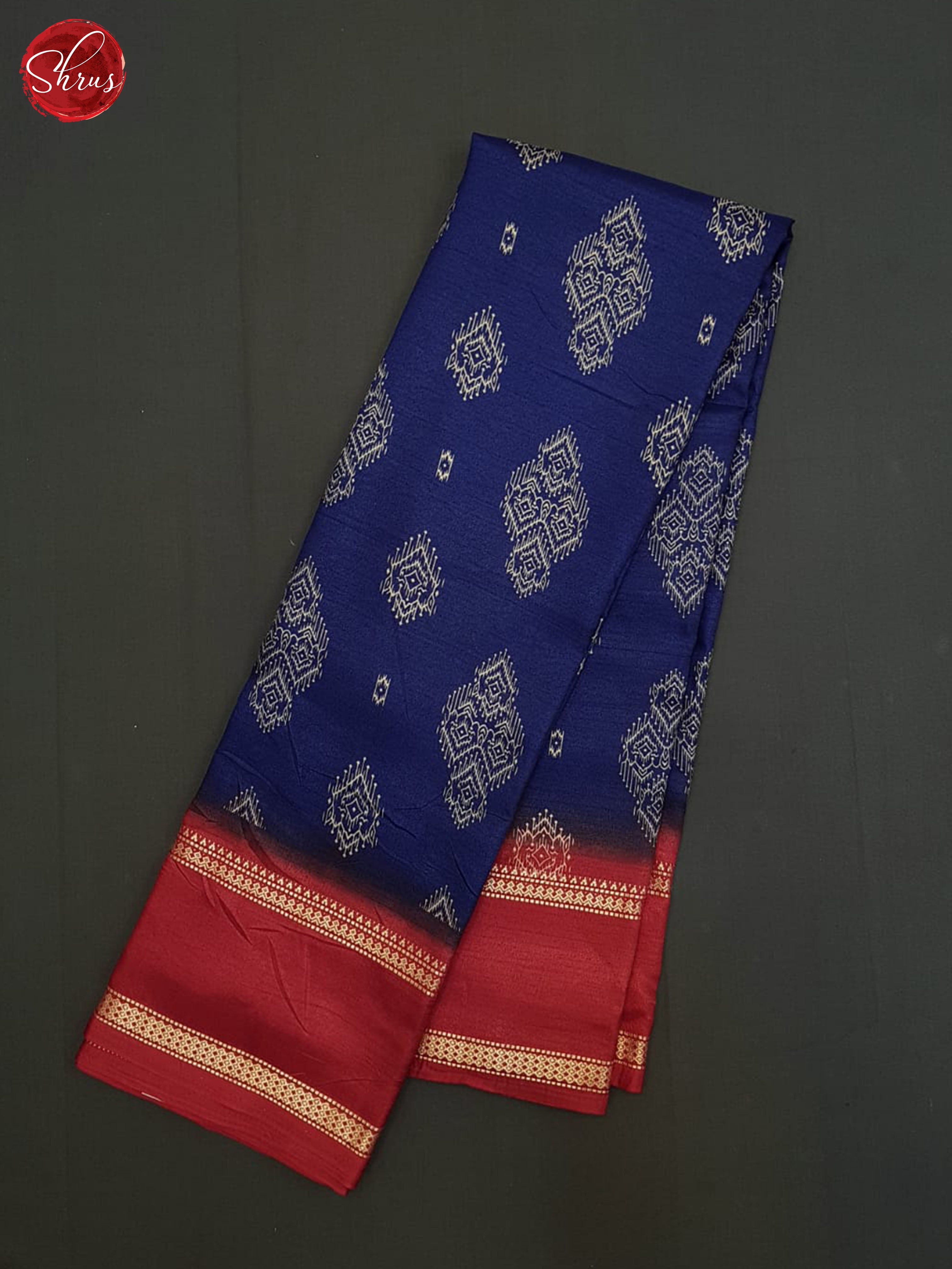 Blue And Red- Semi crepe saree - Shop on ShrusEternity.com