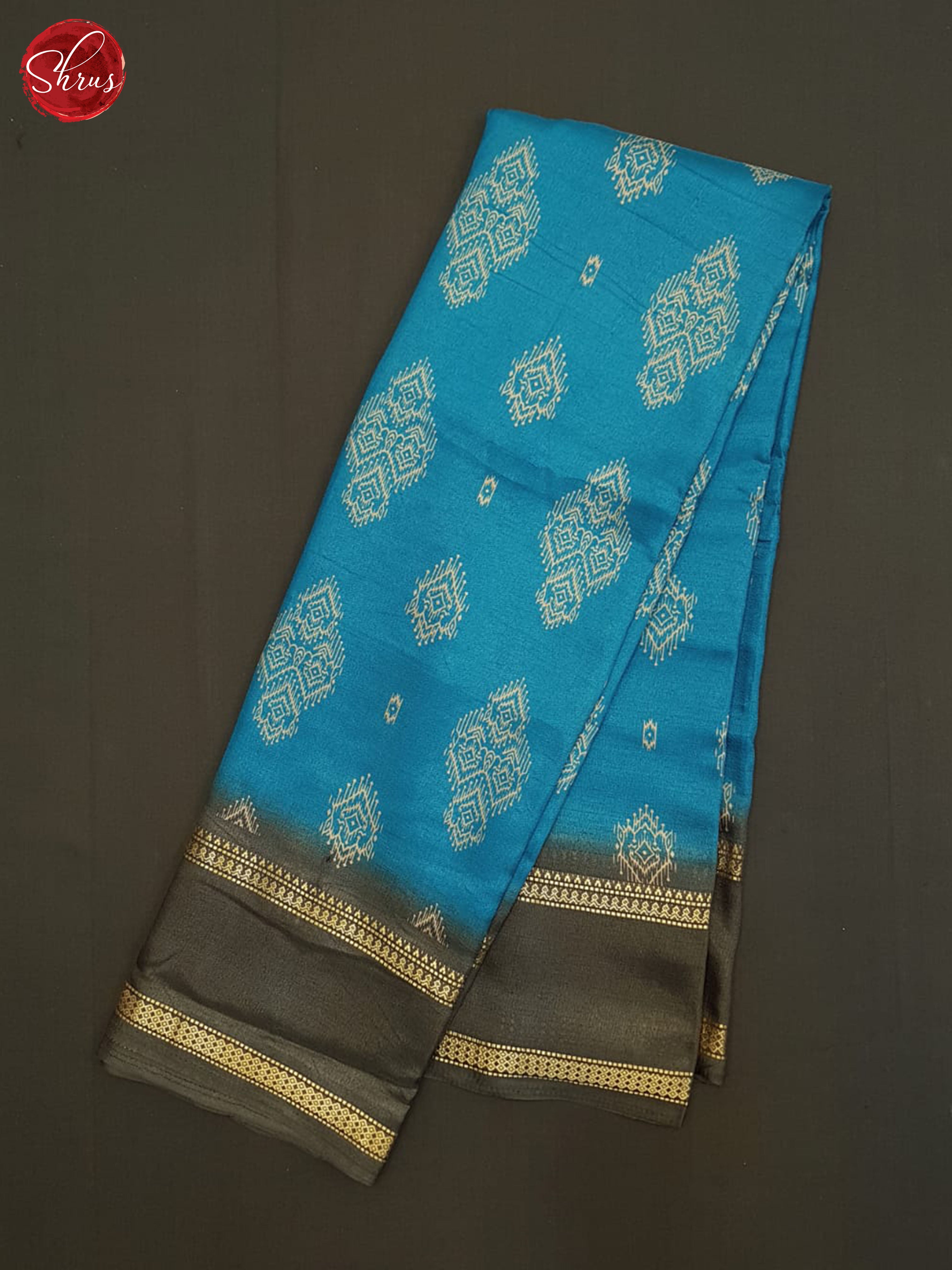 Blue And Grey-Semi Crepe Saree - Shop on ShrusEternity.com