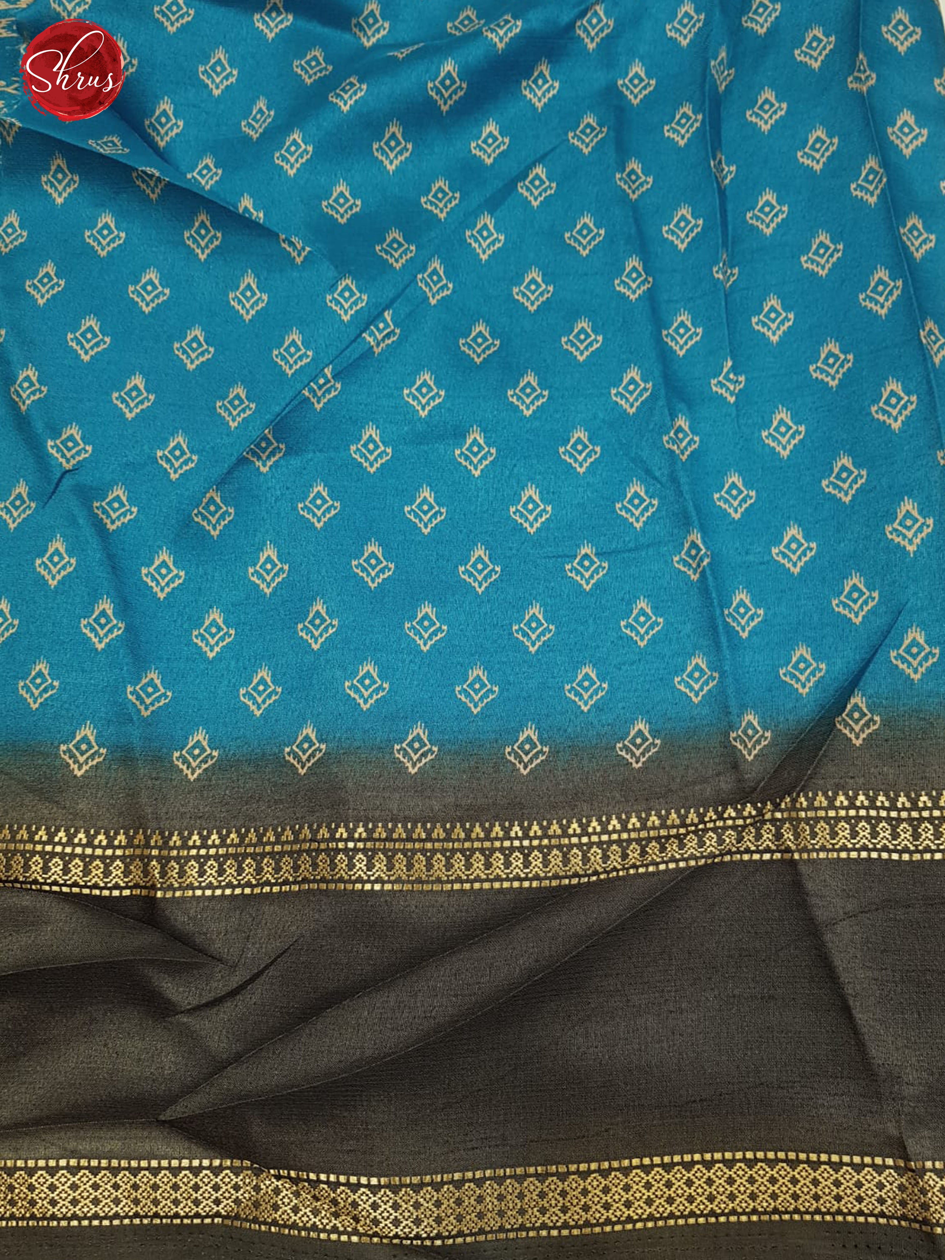 Blue And Grey-Semi Crepe Saree - Shop on ShrusEternity.com