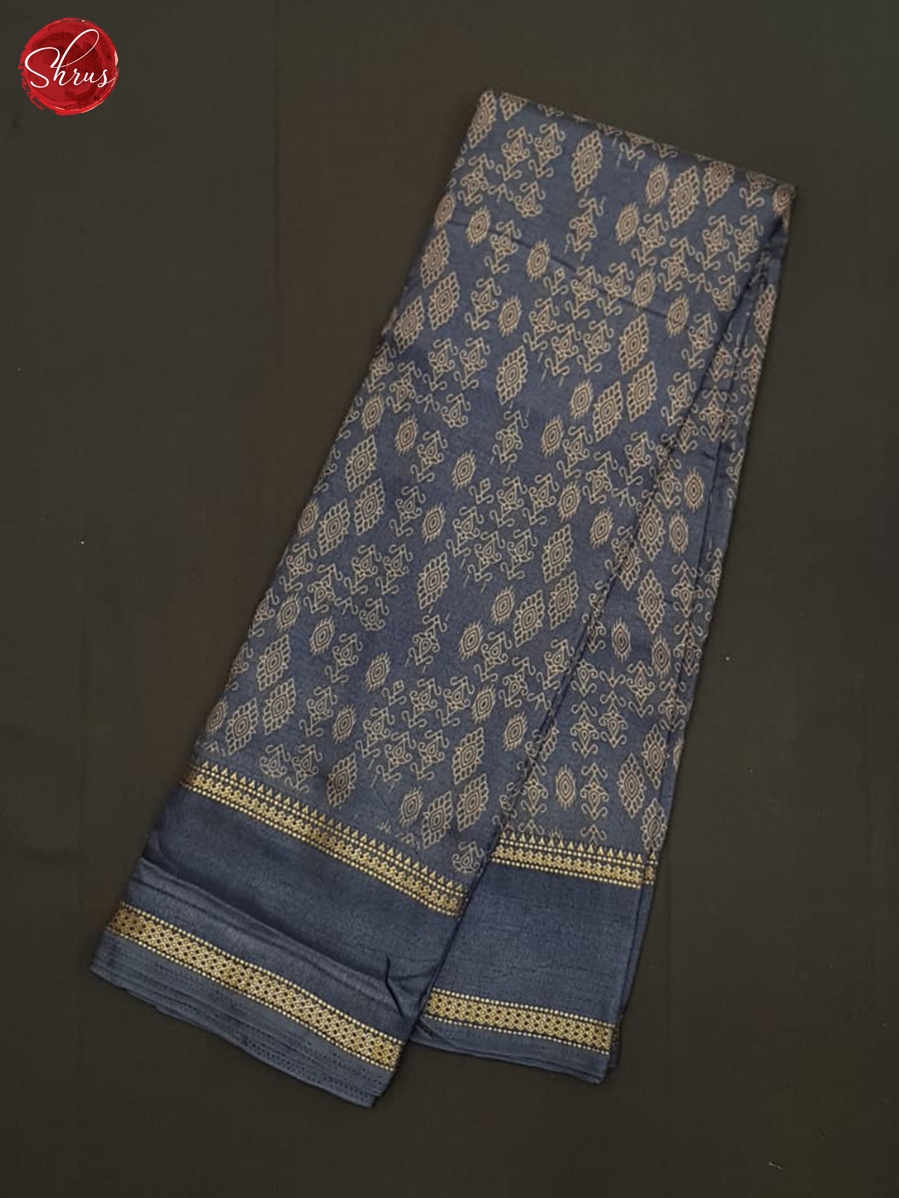 Blueish Grey(Single tone)- Semi Crepe Saree - Shop on ShrusEternity.com