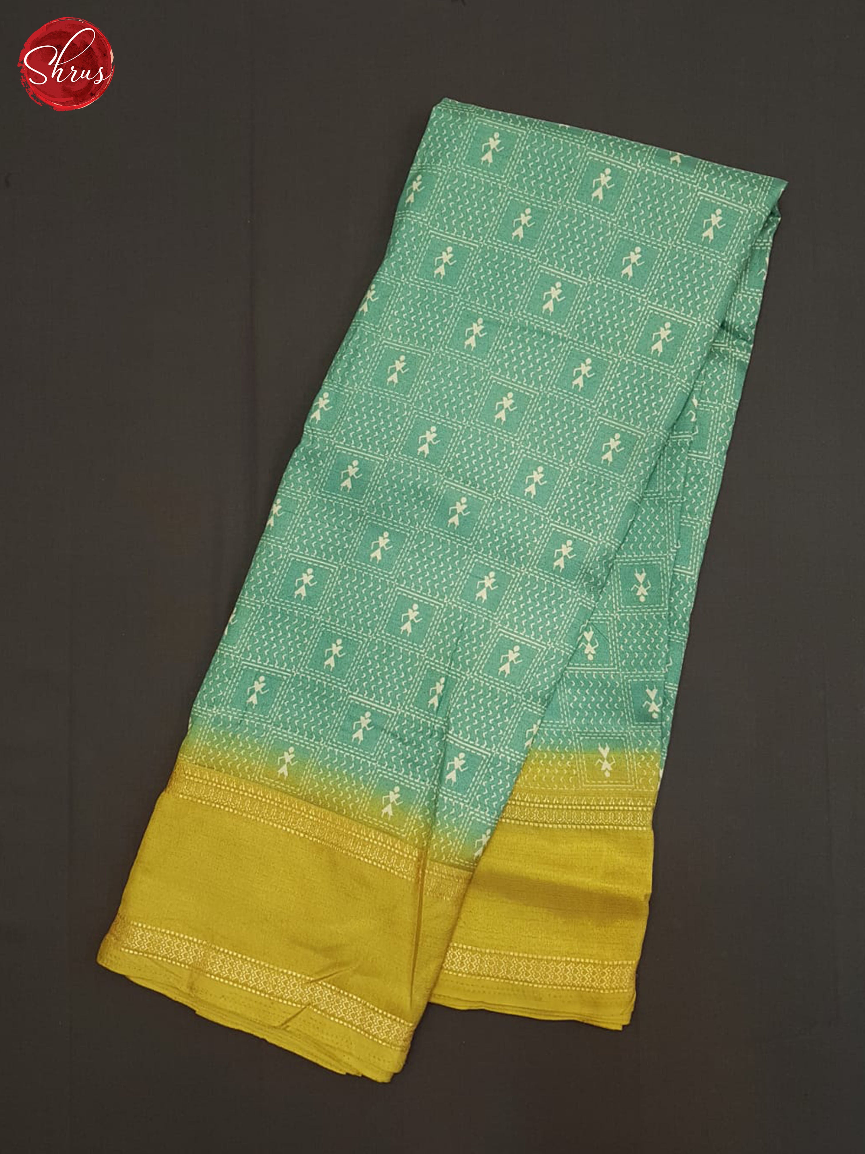 Green And Mustard- semi crepe saree - Shop on ShrusEternity.com