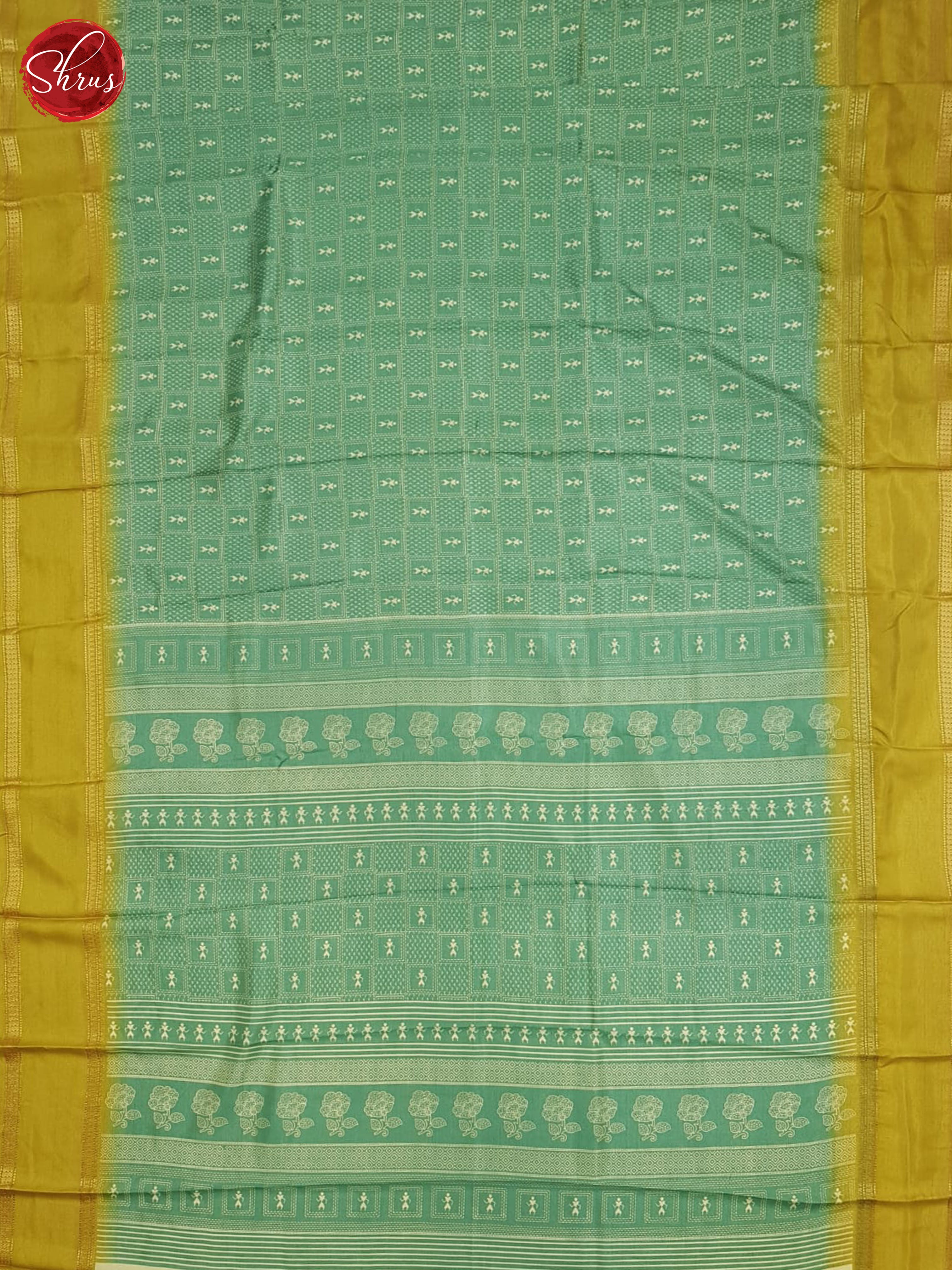 Green And Mustard- semi crepe saree - Shop on ShrusEternity.com