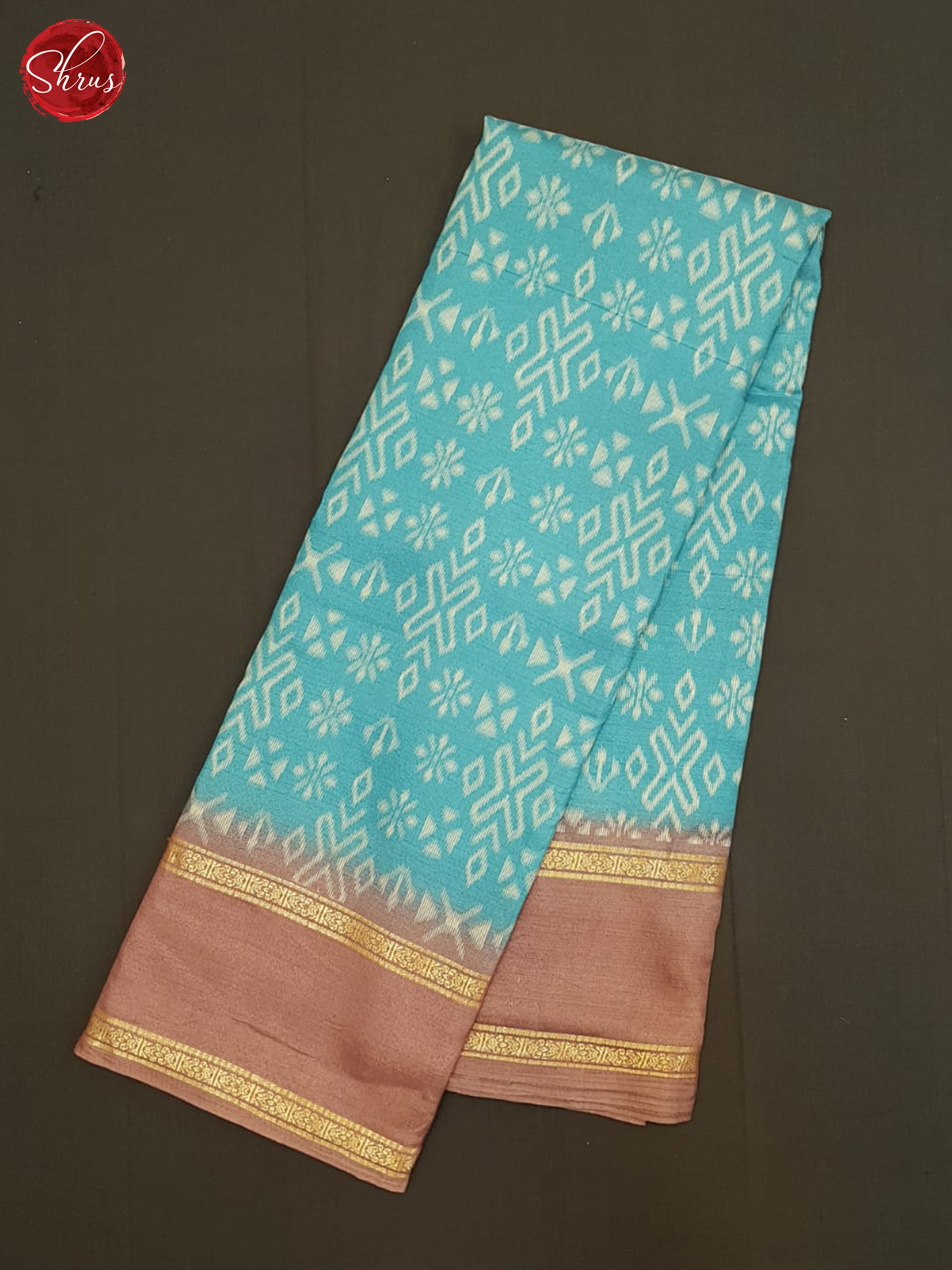 Blue And Dusty Onion Pink- Semi Crepe Saree - Shop on ShrusEternity.com