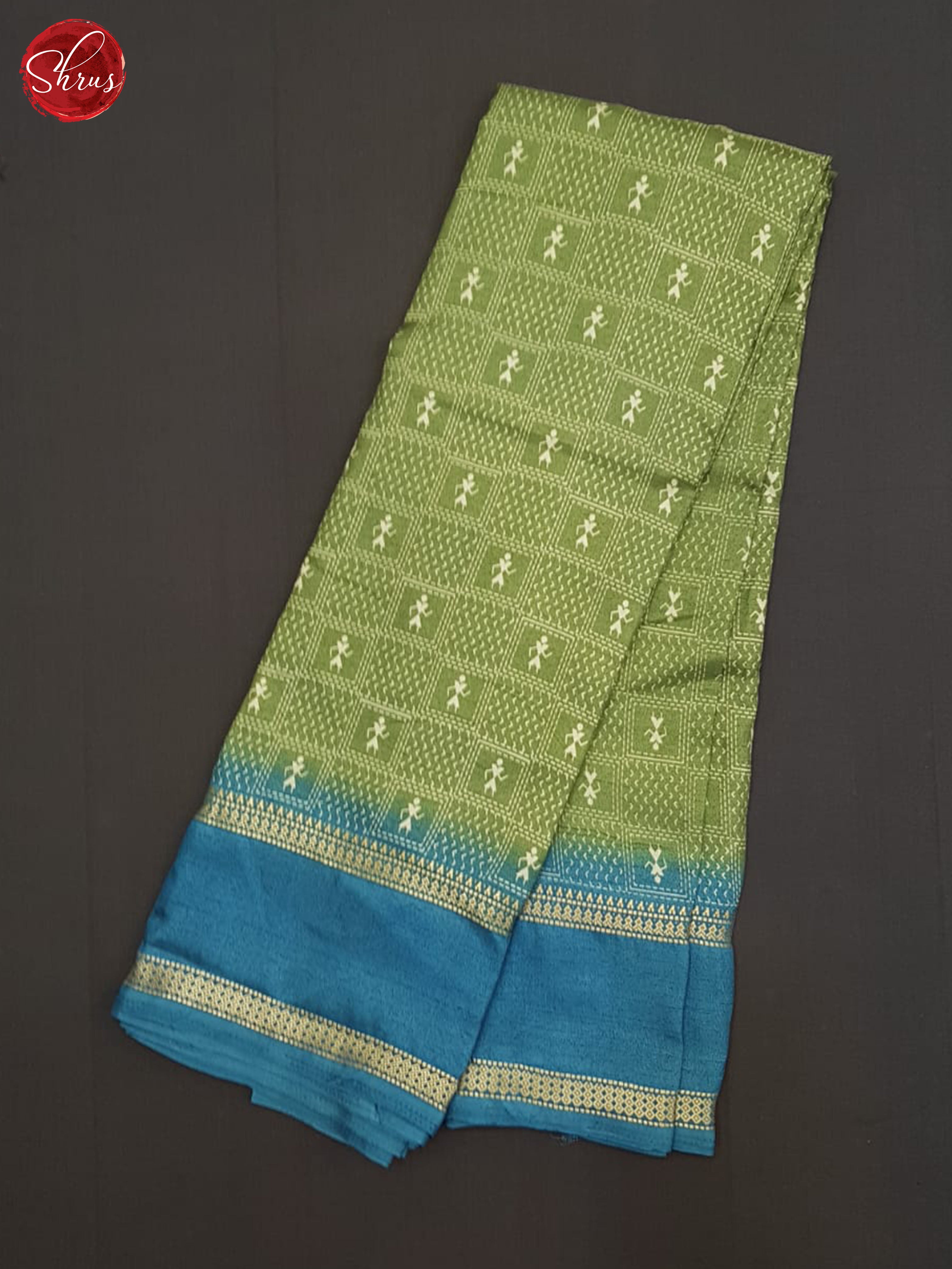 Green And Blue- Semi crepe saree - Shop on ShrusEternity.com