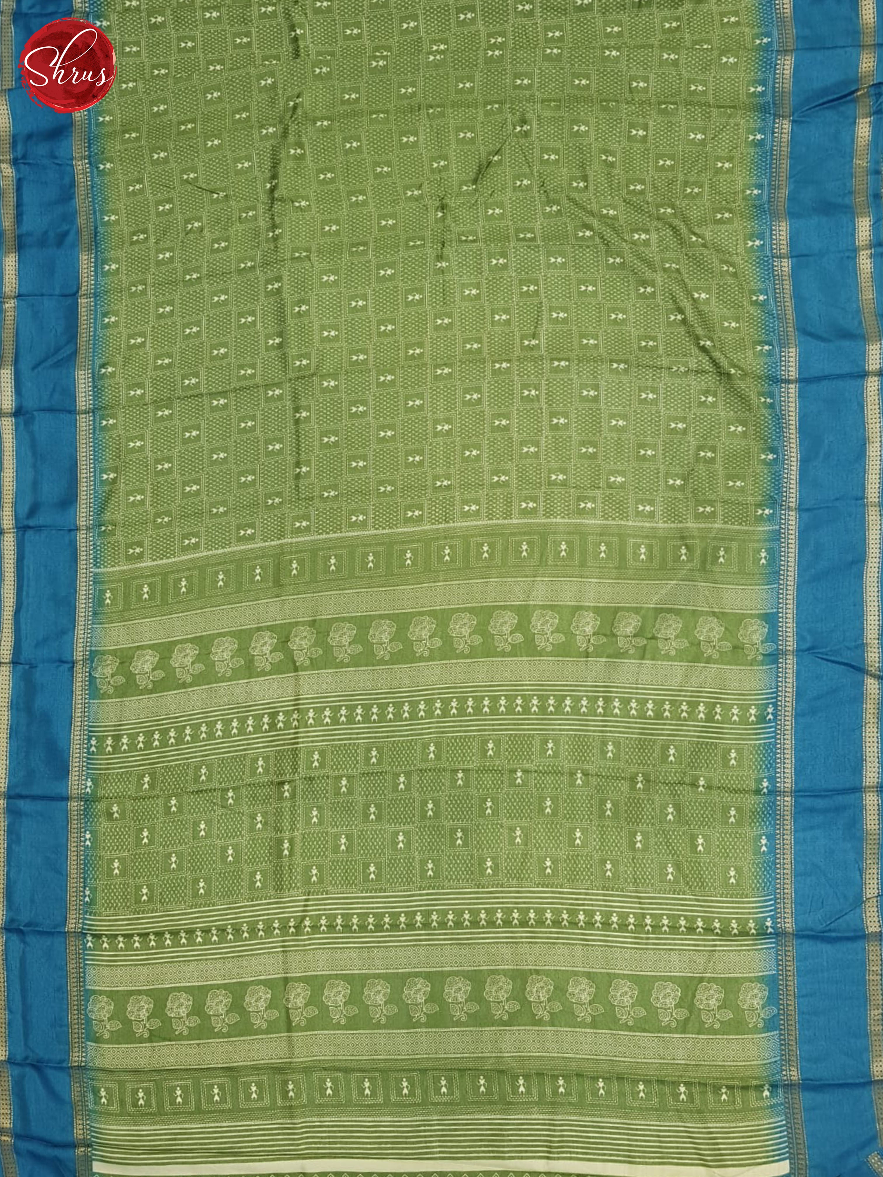 Green And Blue- Semi crepe saree - Shop on ShrusEternity.com