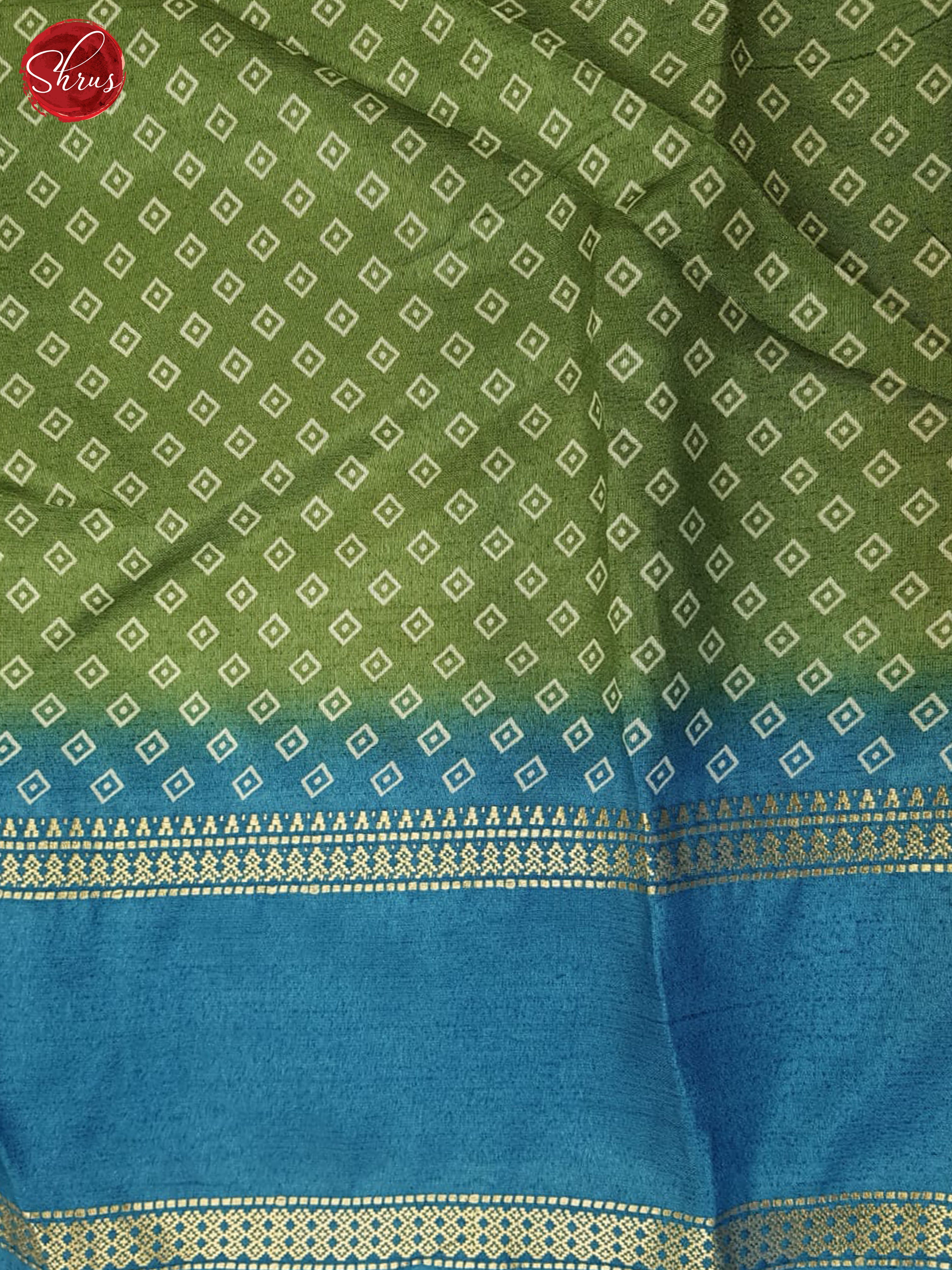 Green And Blue- Semi crepe saree - Shop on ShrusEternity.com