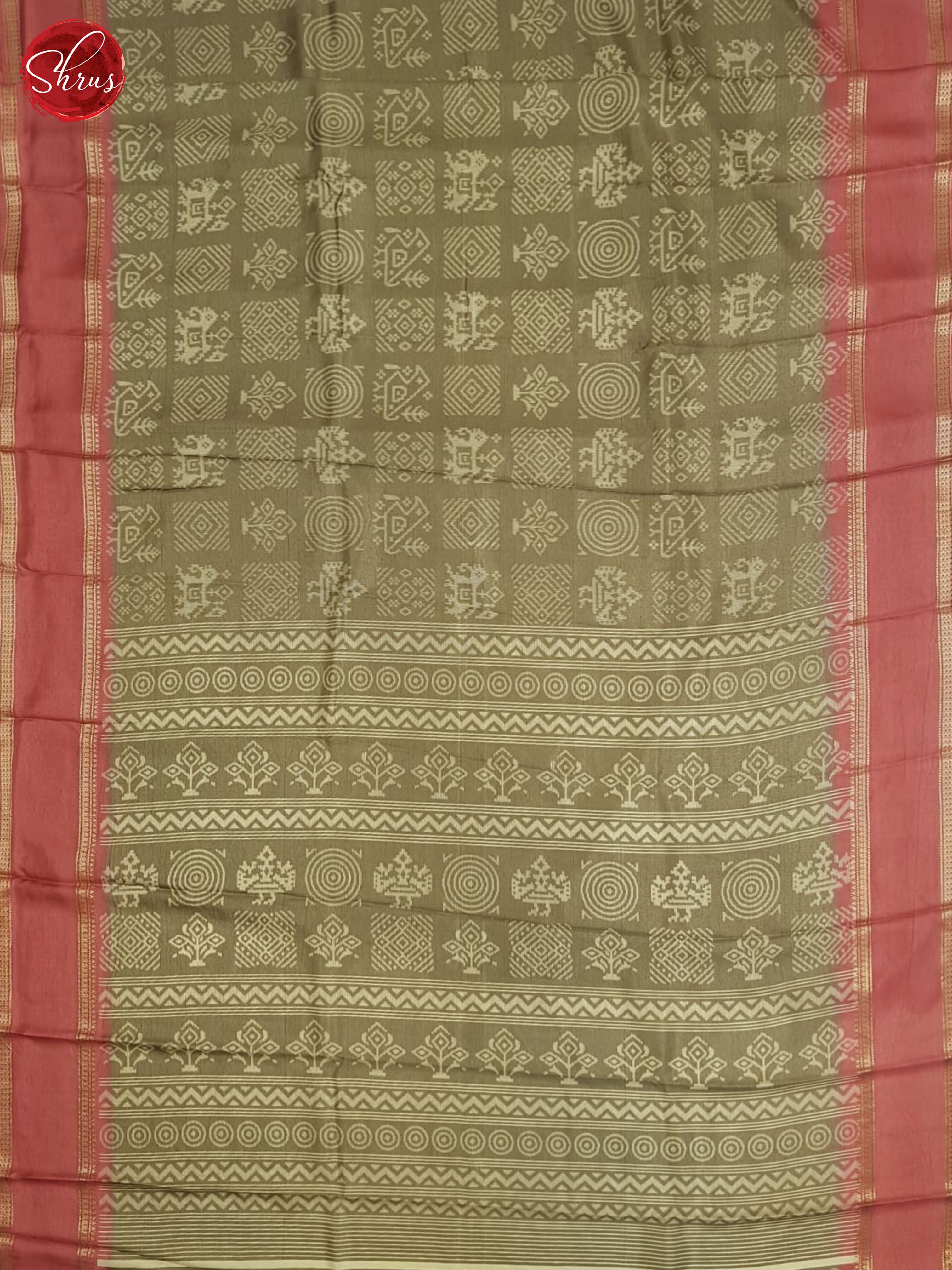 Brownish Grey And Pink- Semi Crepe Saree - Shop on ShrusEternity.com