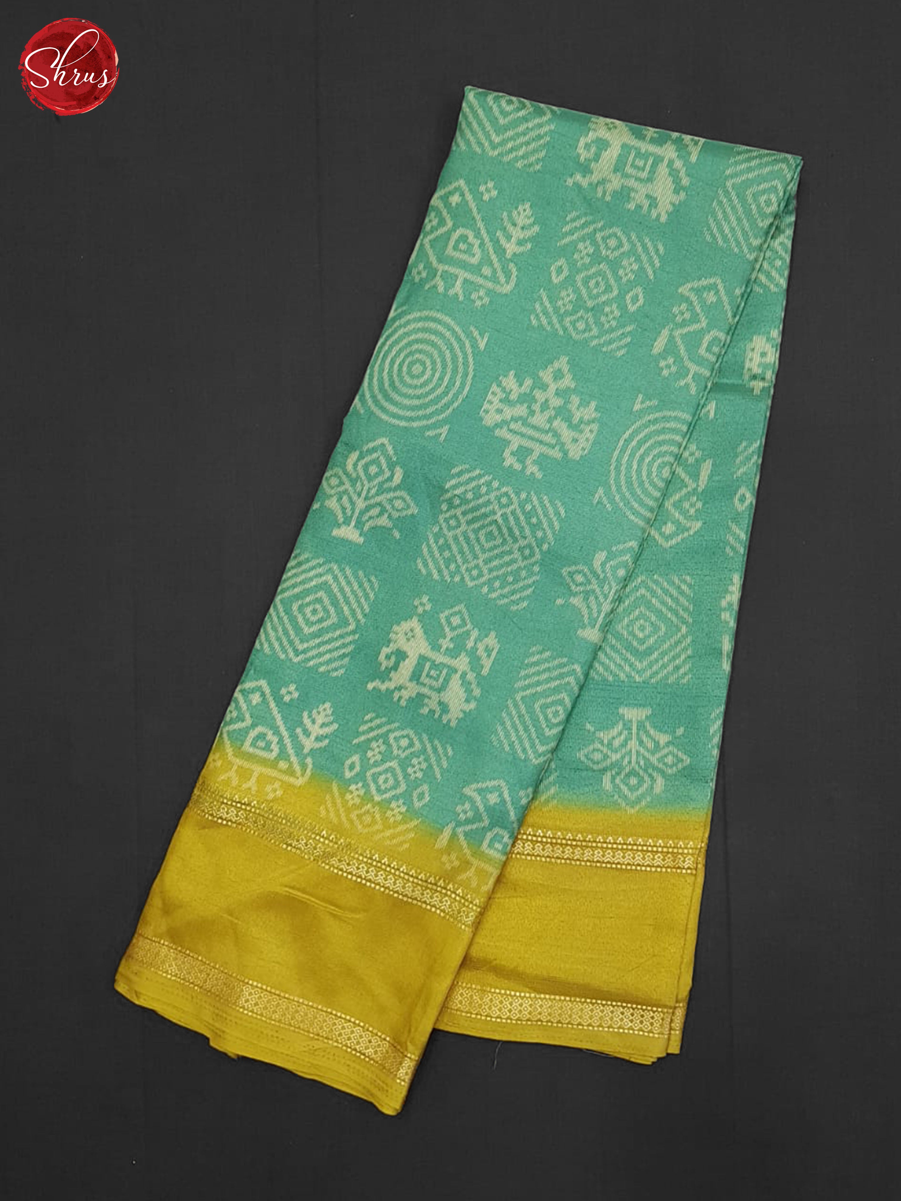 Green And Mustard- Semi crepe saree - Shop on ShrusEternity.com