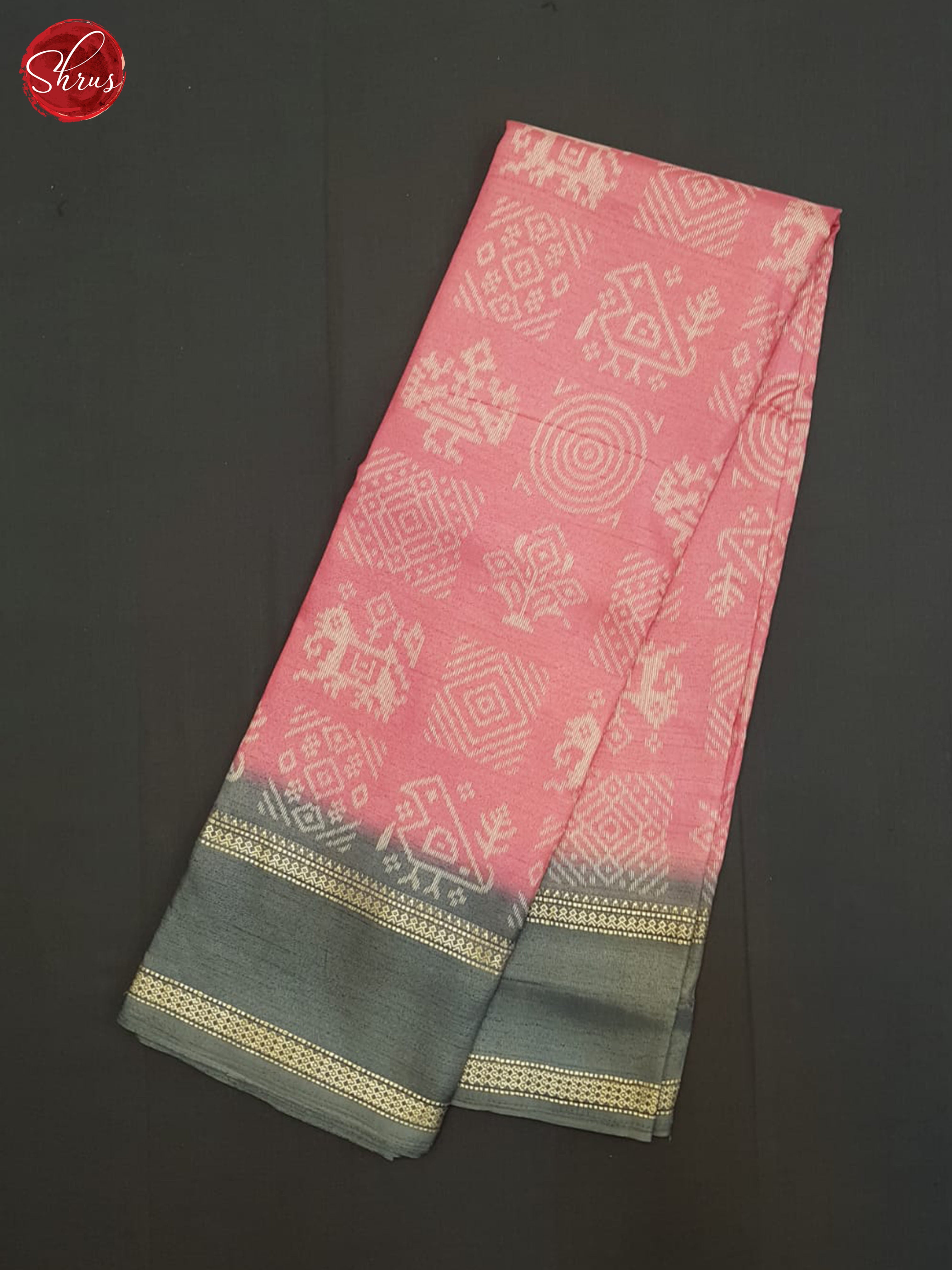 Pink And Grey- Semi crepe saree - Shop on ShrusEternity.com